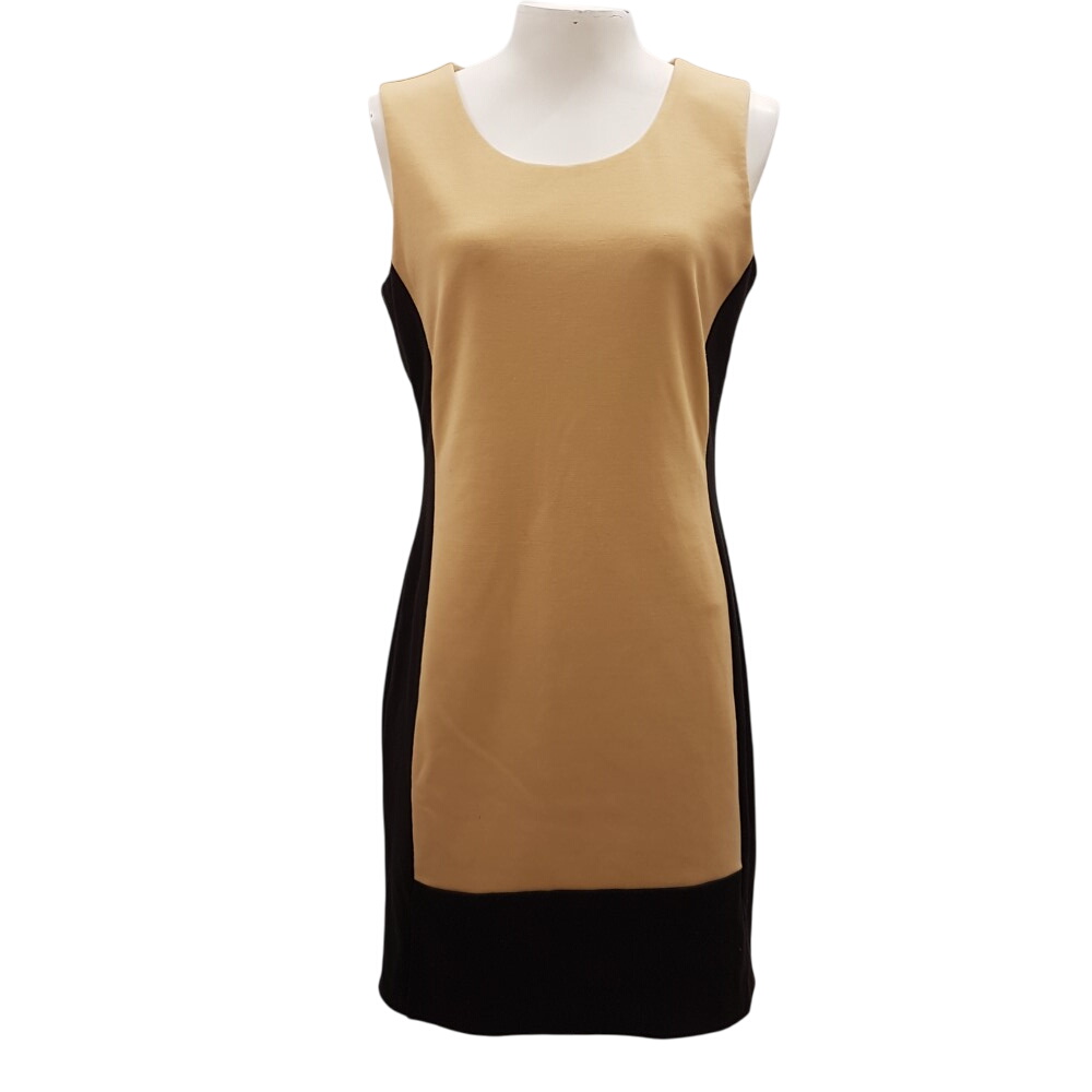 Robe beige et noire zippée - CALVIN KLEIN - Taille 38 estimée (Taille 6 indiquée) - Photo 0
