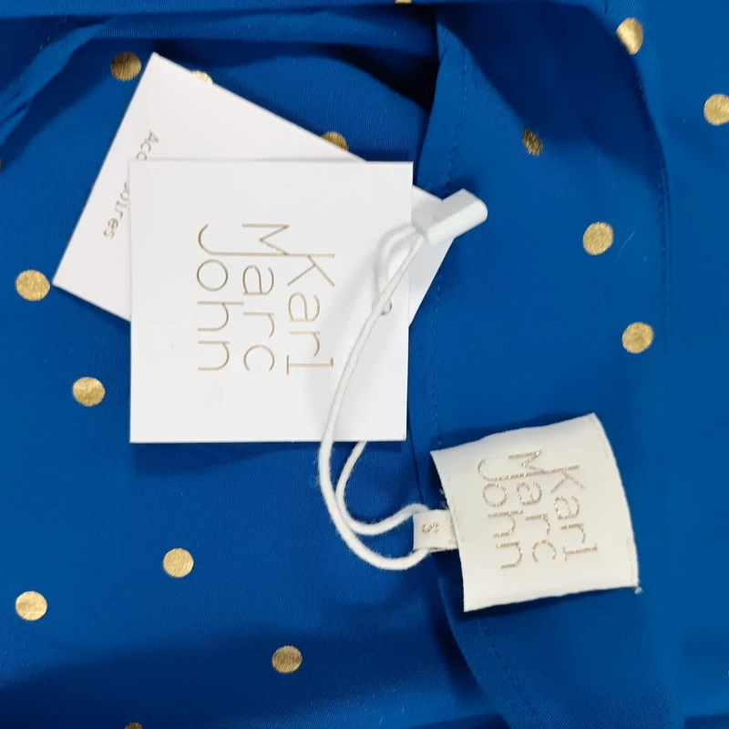 Blouse bleue à pois dorés Karl Marc John col V fluide élégante taille S Comme neuf - Vue 7 - 