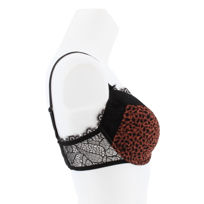 Soutien gorge noir imprimé léopard dentelle avec armatures - femme - taille - 95D - Photo 1