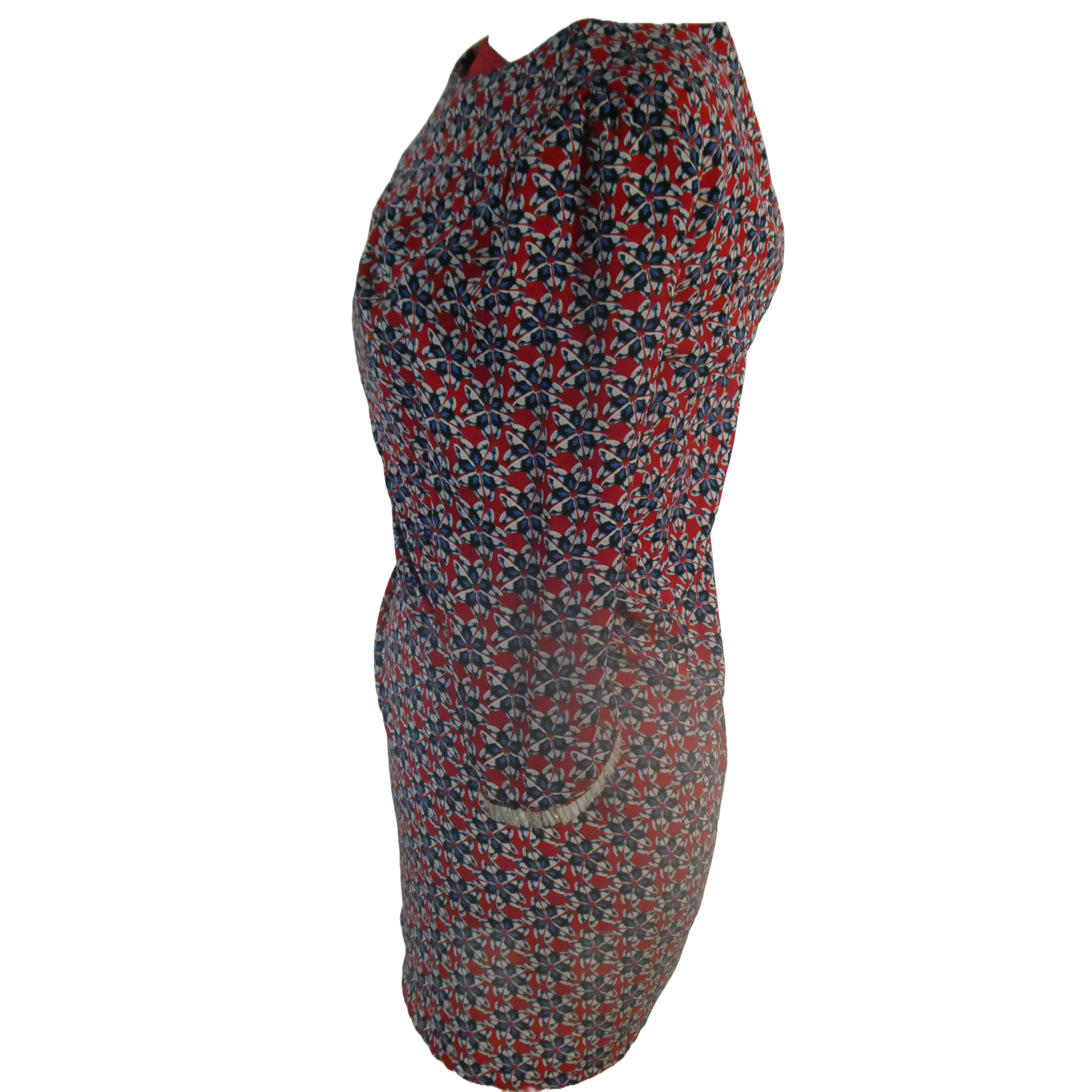 Suncoo Robe courte rouge motif floral bleu - Taille S - Photo 3