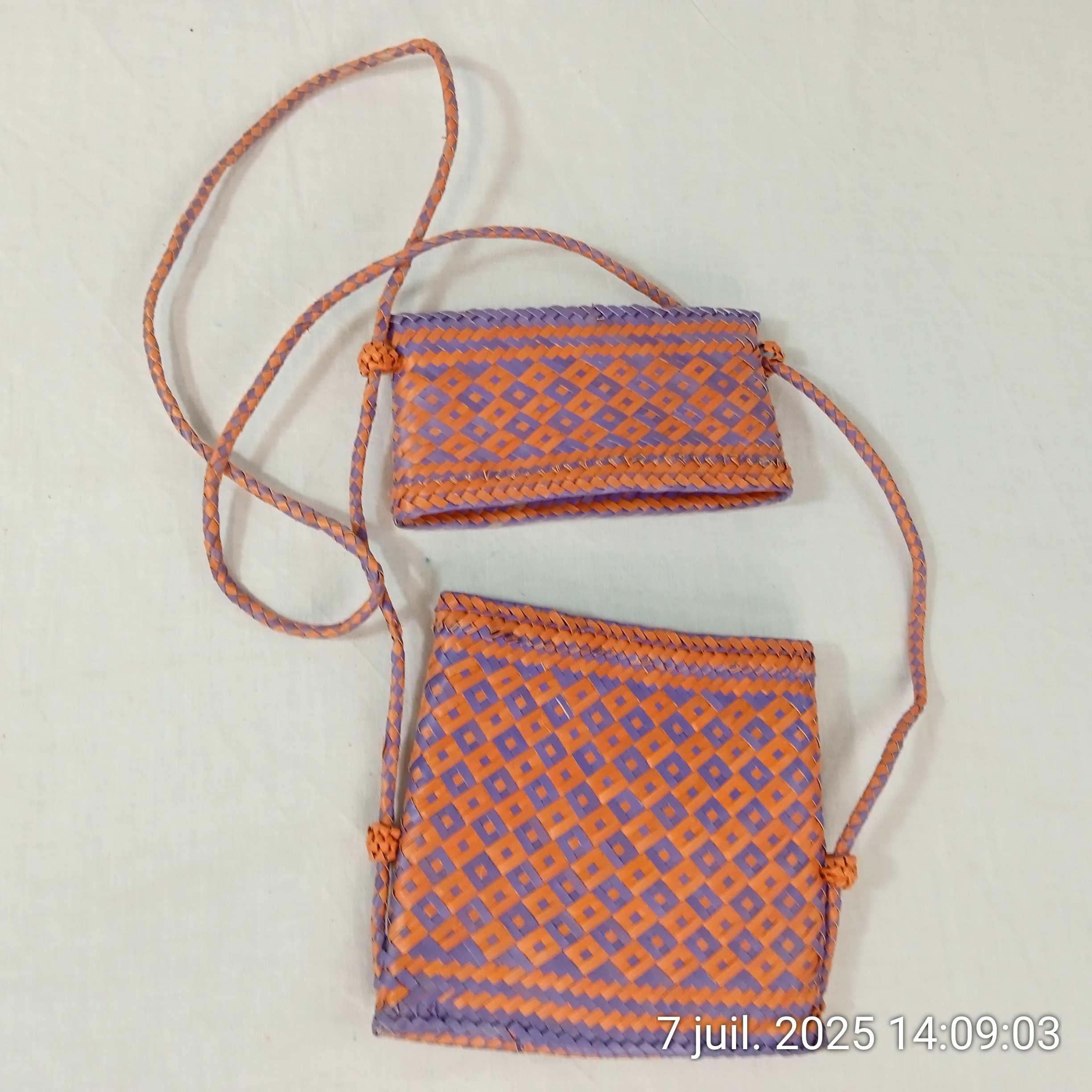 Sac bandoulière/pochette vintage style festival hippie bohème en osier tressé - Photo 2