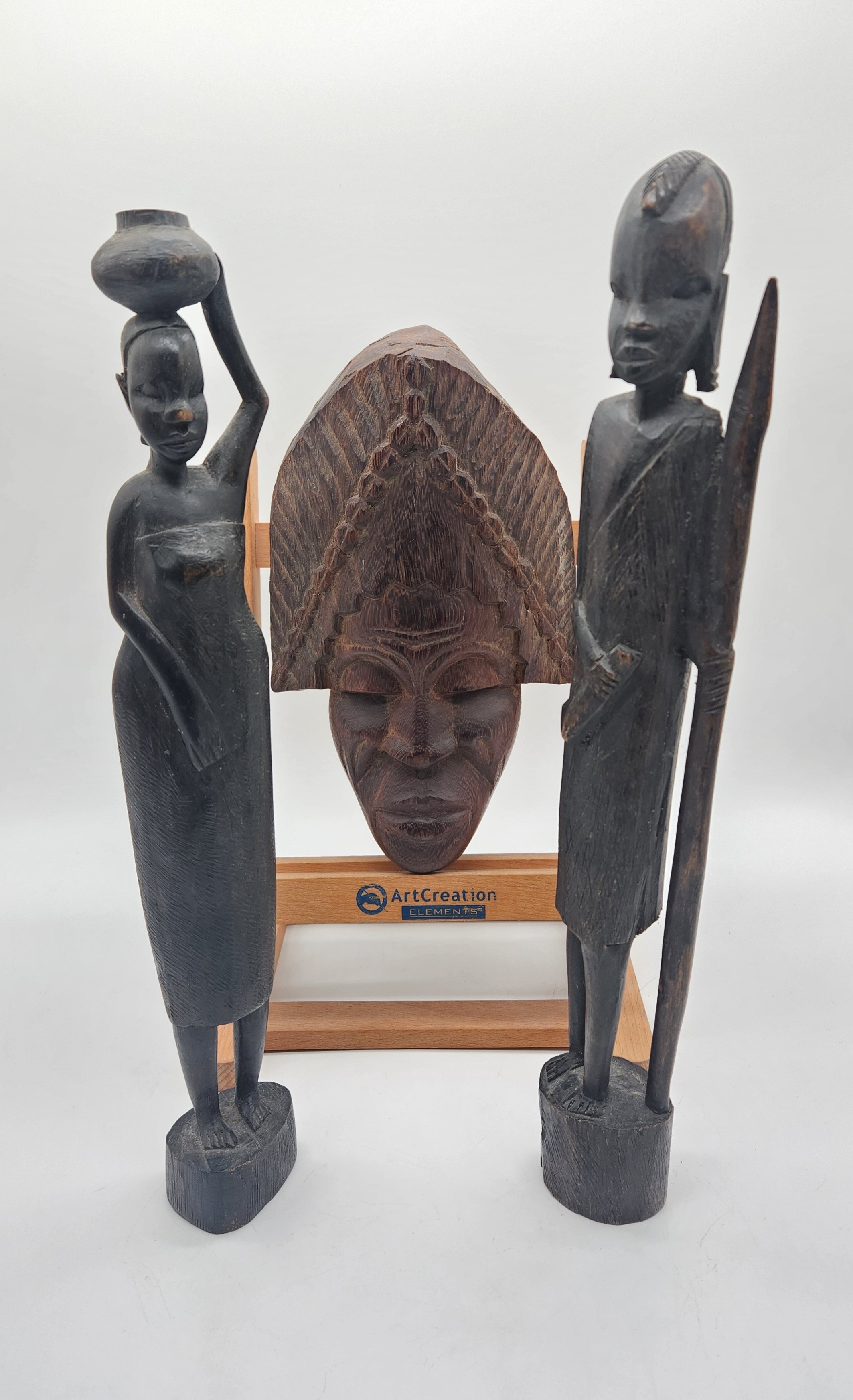 Lot de 2 statues et 1 masque africain - Photo 0