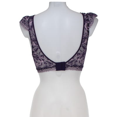 Soutien-gorge violet à dentelle imprimé avec armatures - femme - In Extenso - taille 85 B - Photo 2