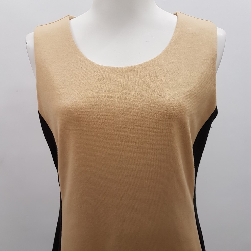 Robe beige et noire zippée - CALVIN KLEIN - Taille 38 estimée (Taille 6 indiquée) - Photo 4