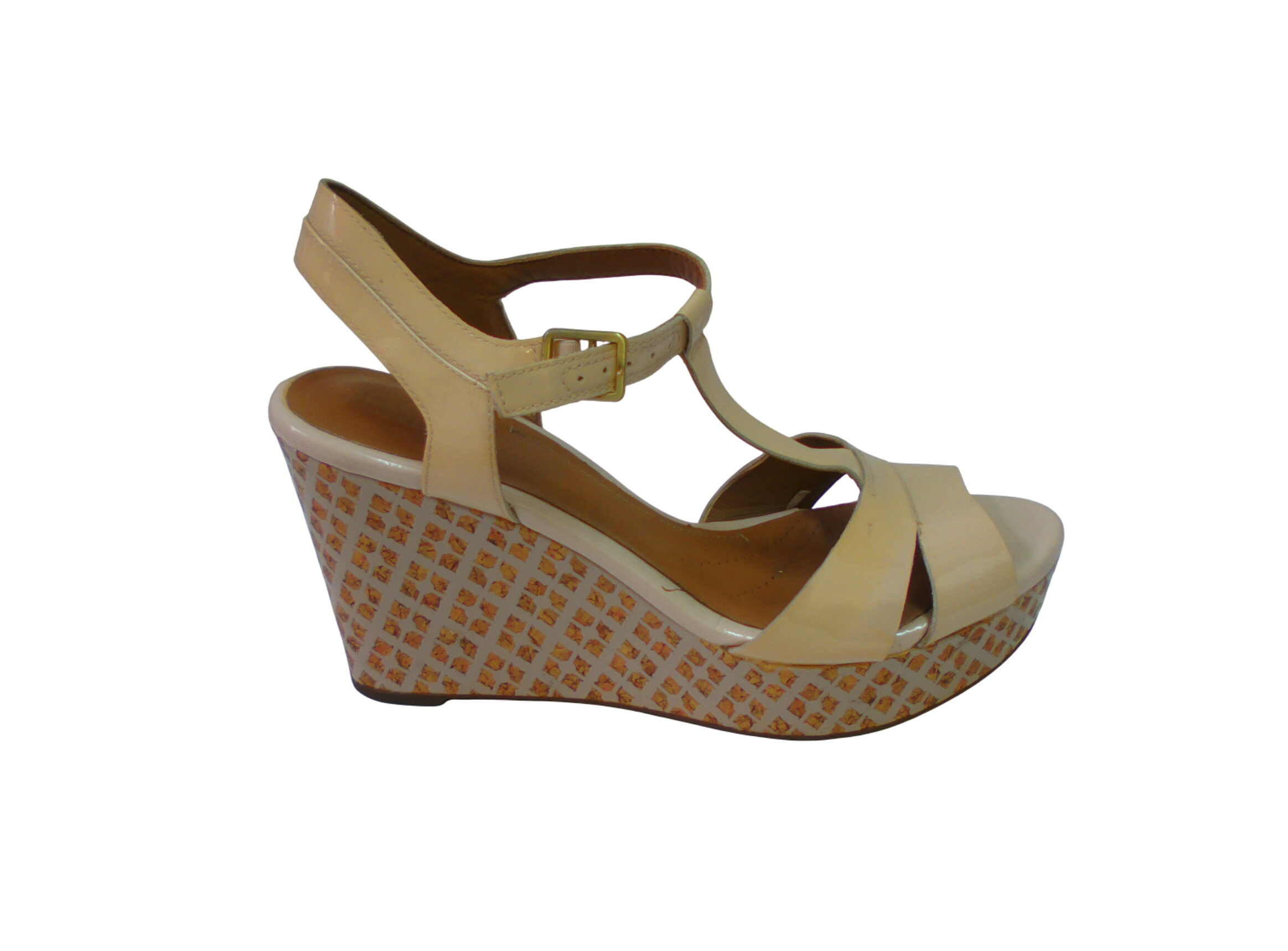 Sandales compenses CLARKS, beige vernis, Pointure 38-38.5 - clarks artisan - Modalova