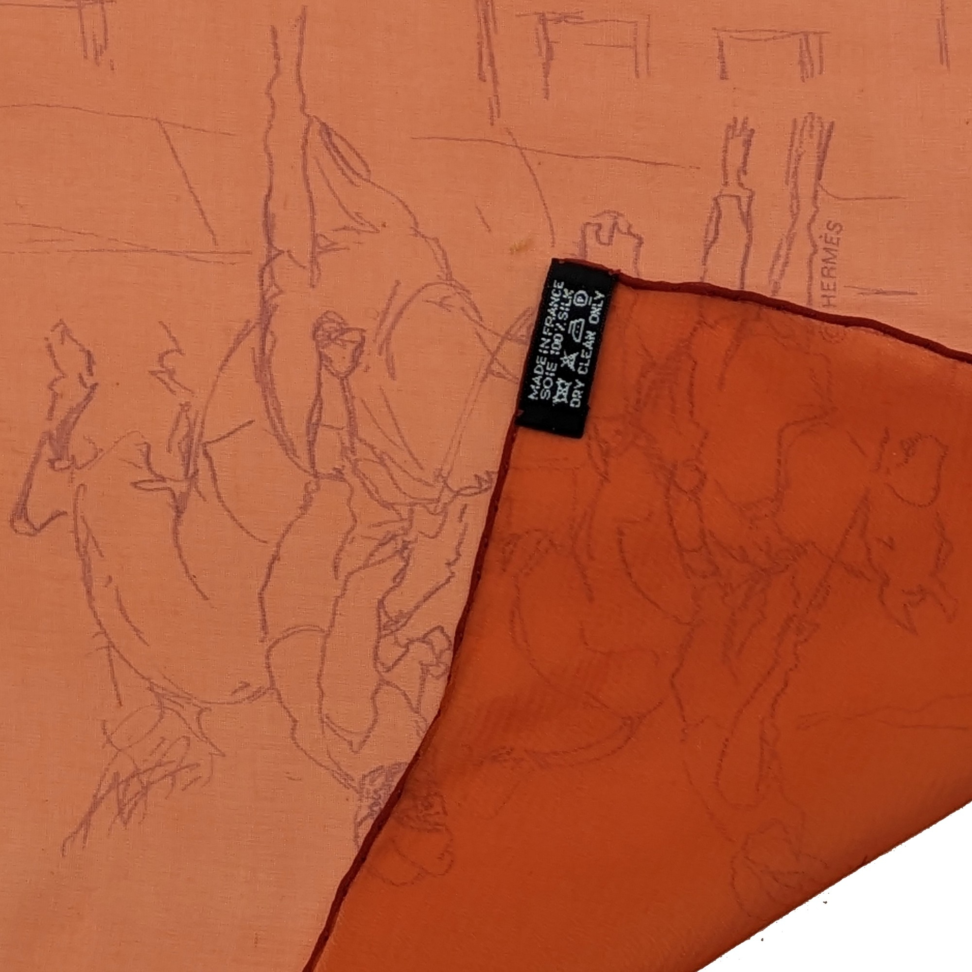 Hermès Croquis champs de courses Foulard Carré de soie 88 x 89 cm Design Hubert de Watrigant - Bon état - Photo 3