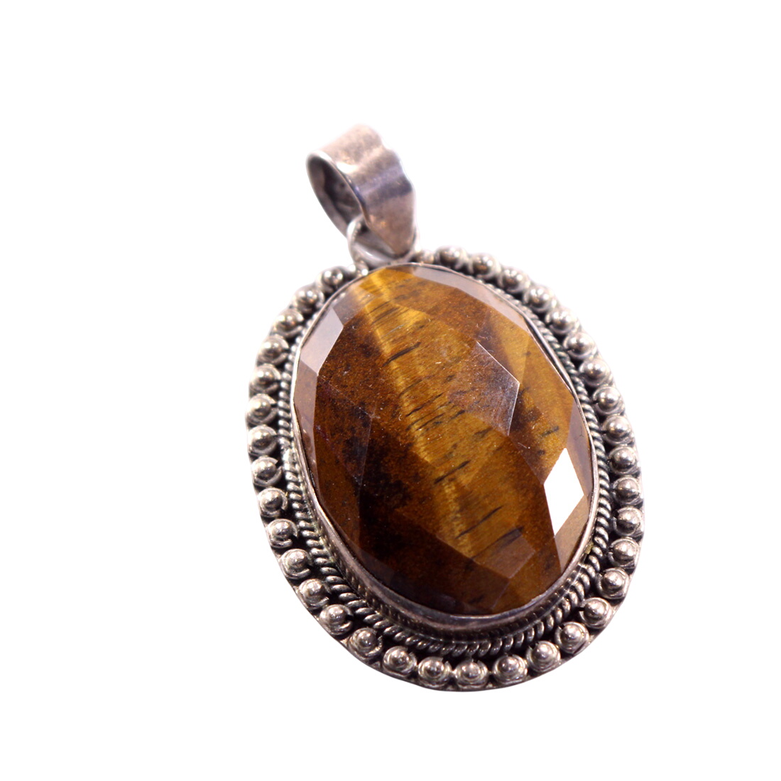 Mdaillon en argent cabochon oeil de tigre - Label Emmaus - Modalova