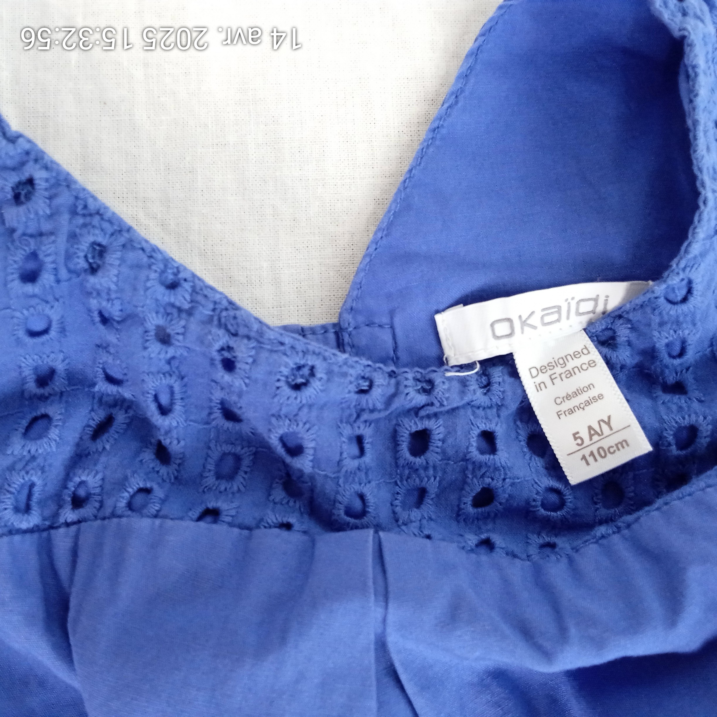 Robe bleu dentelle fille OKAÏDI taille 5 ans - Photo 2