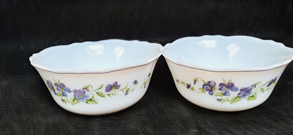 Lot fleuris ARCOPAL -opaline-vintage - Photo 4