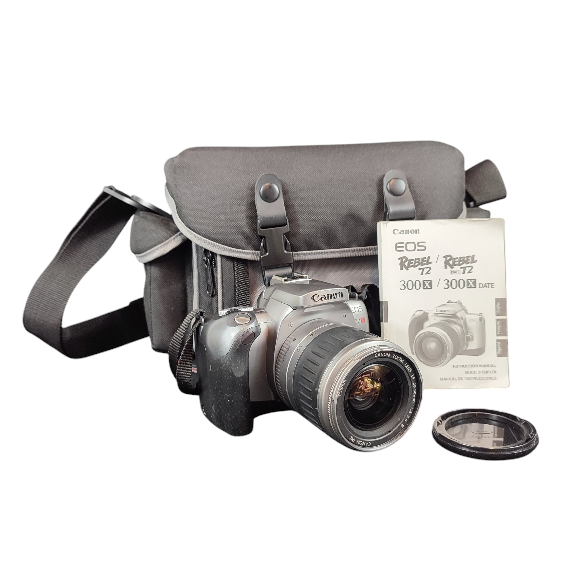 Appareil photo argentique CANON EOS 300 X et objectif CANON 28-35 mm - Bon état sur Label Emmaüs