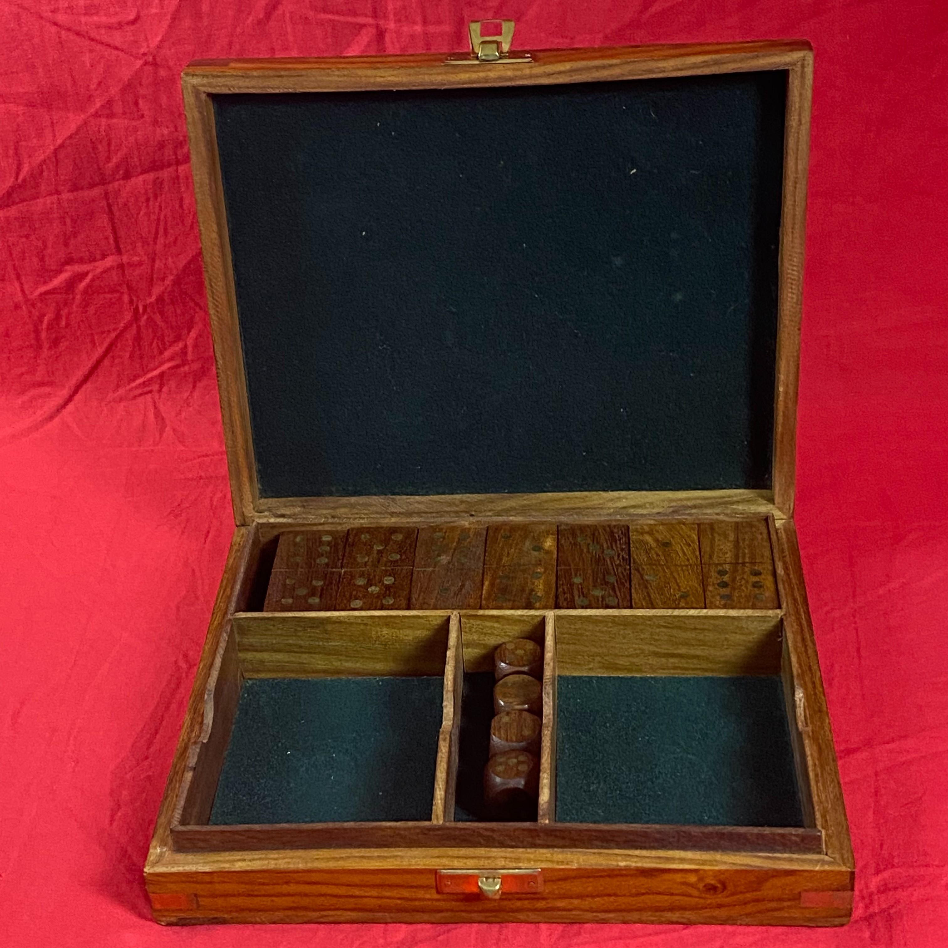 Coffret de Jeu en Bois et laiton doré Bon état - Vue 6 - 