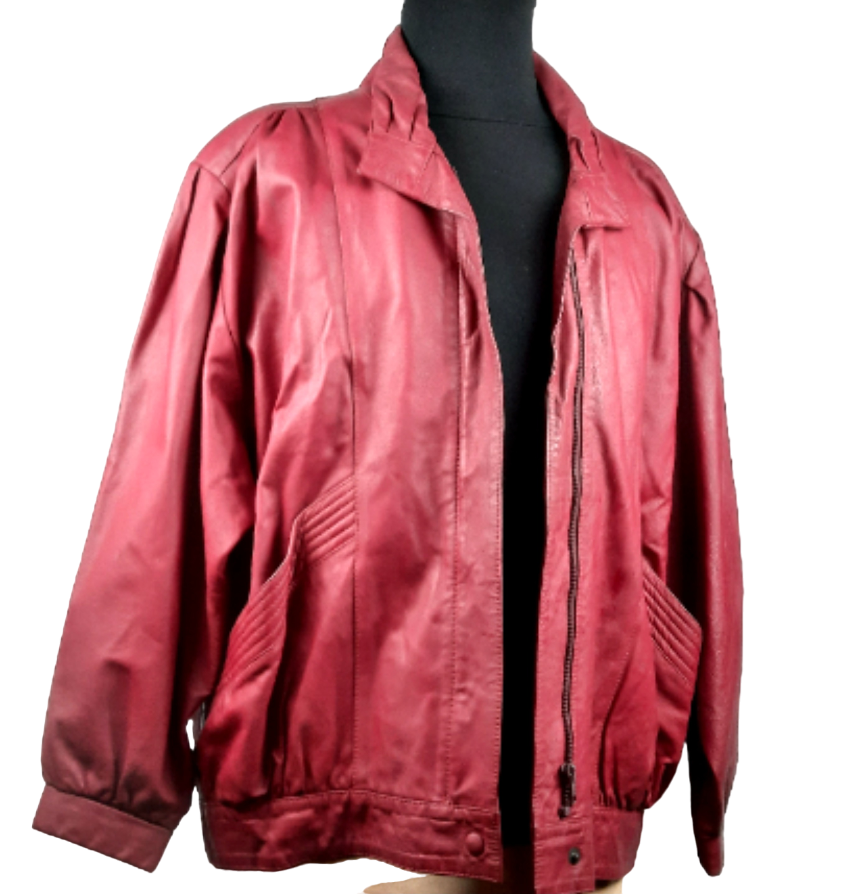 Veste cuir vritable ' 'couleur bordeaux - au renard - Modalova