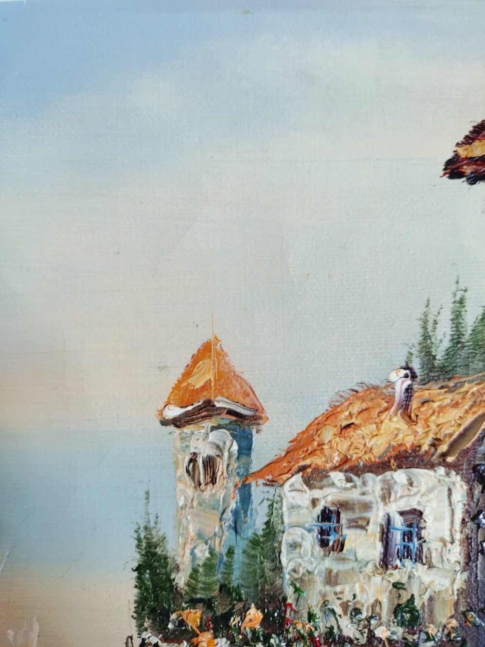 Huile sur toile originale, paysage marin signé. État correct - Vue 9 - 