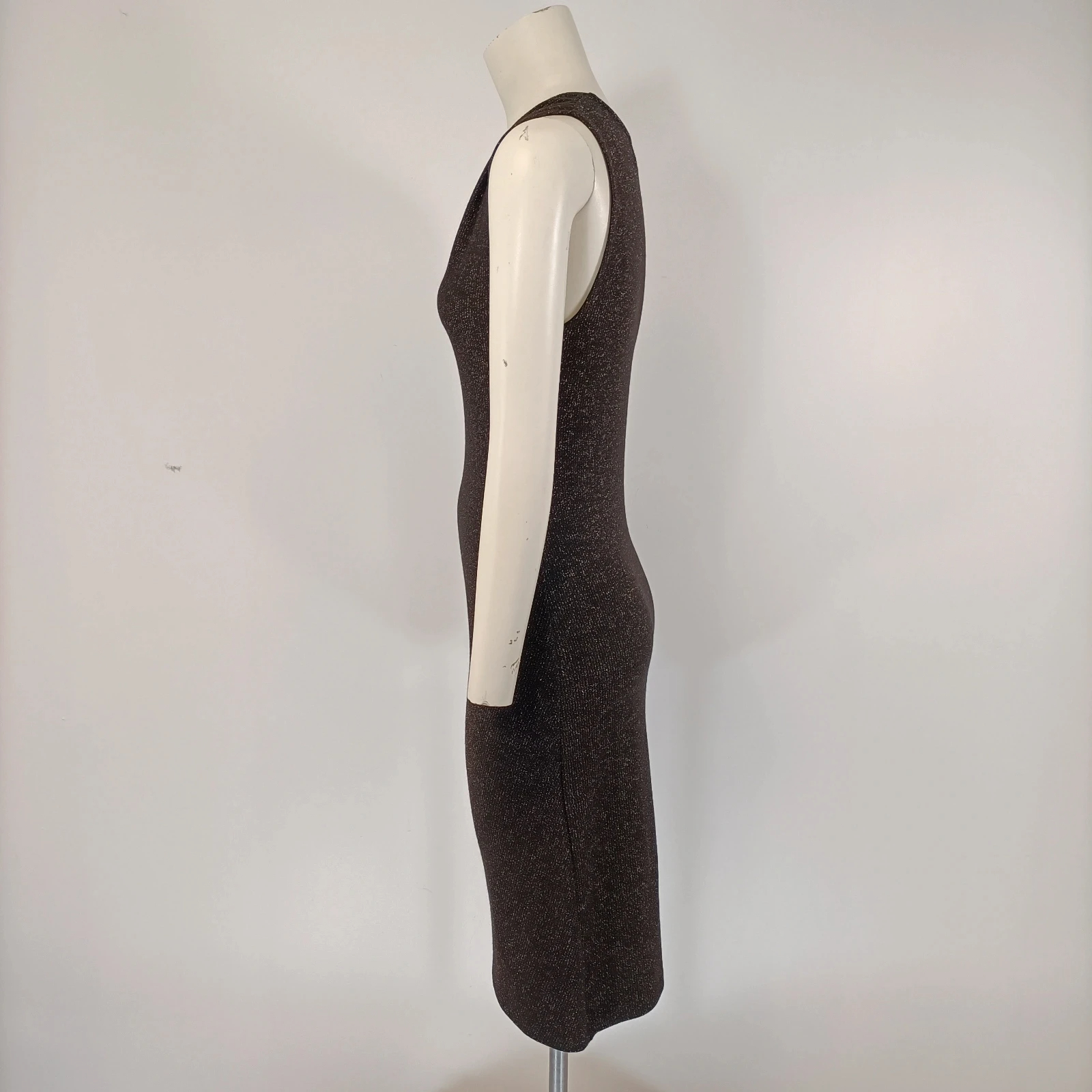 Robe moulante de soirée noire brillante à paillette col V - CMT Atelier M Très bon état - Vue 5 - 