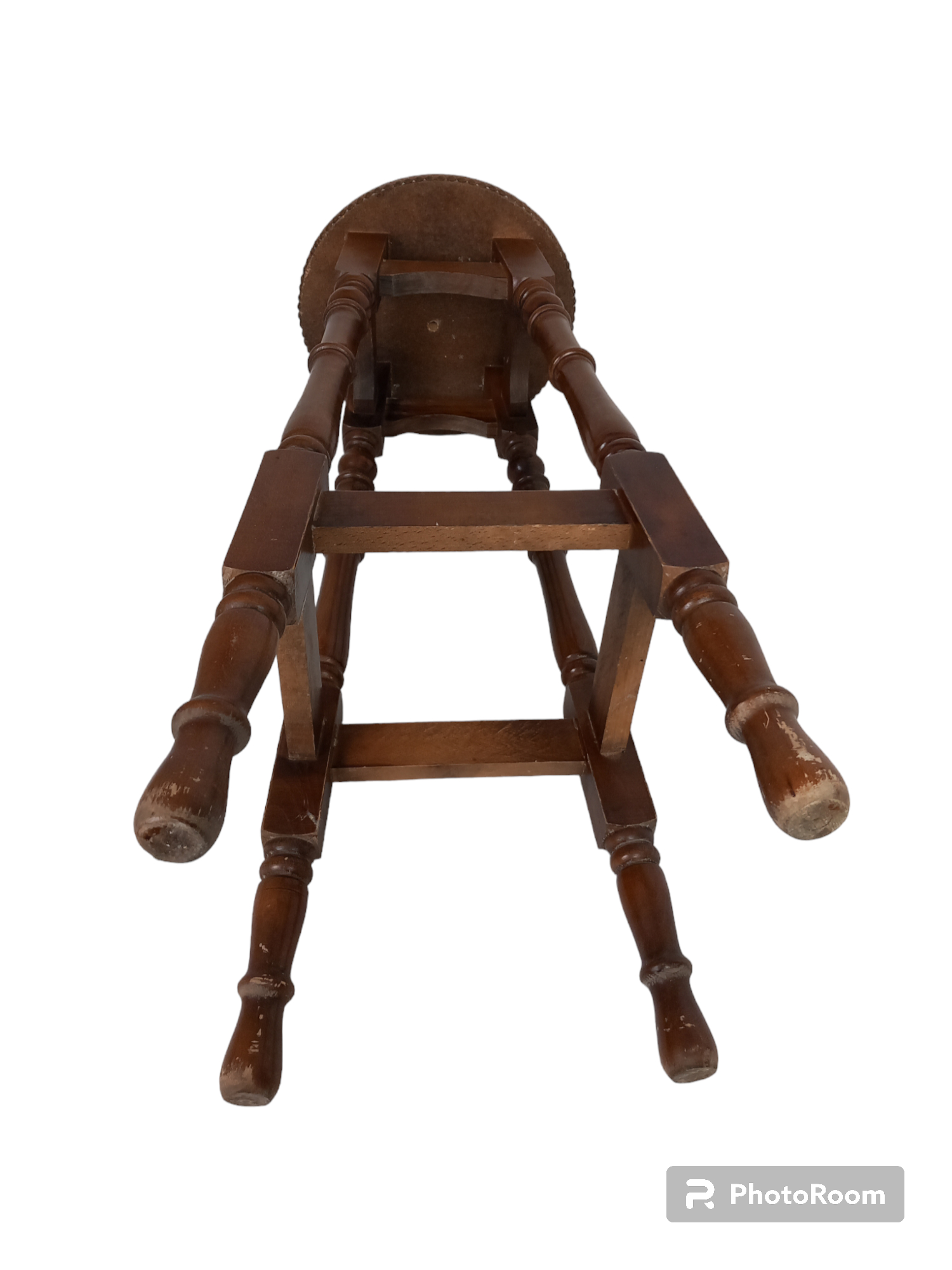 Ancien Tabouret De Bar /Boutique Vendeur Vintage En Bois /Cuir  Très bon état - Vue 9 - 