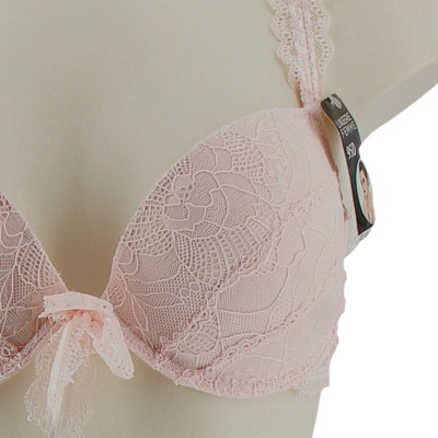 Soutien-gorge push-up en dentelle rose - oeko-tex - 95D - Photo 1