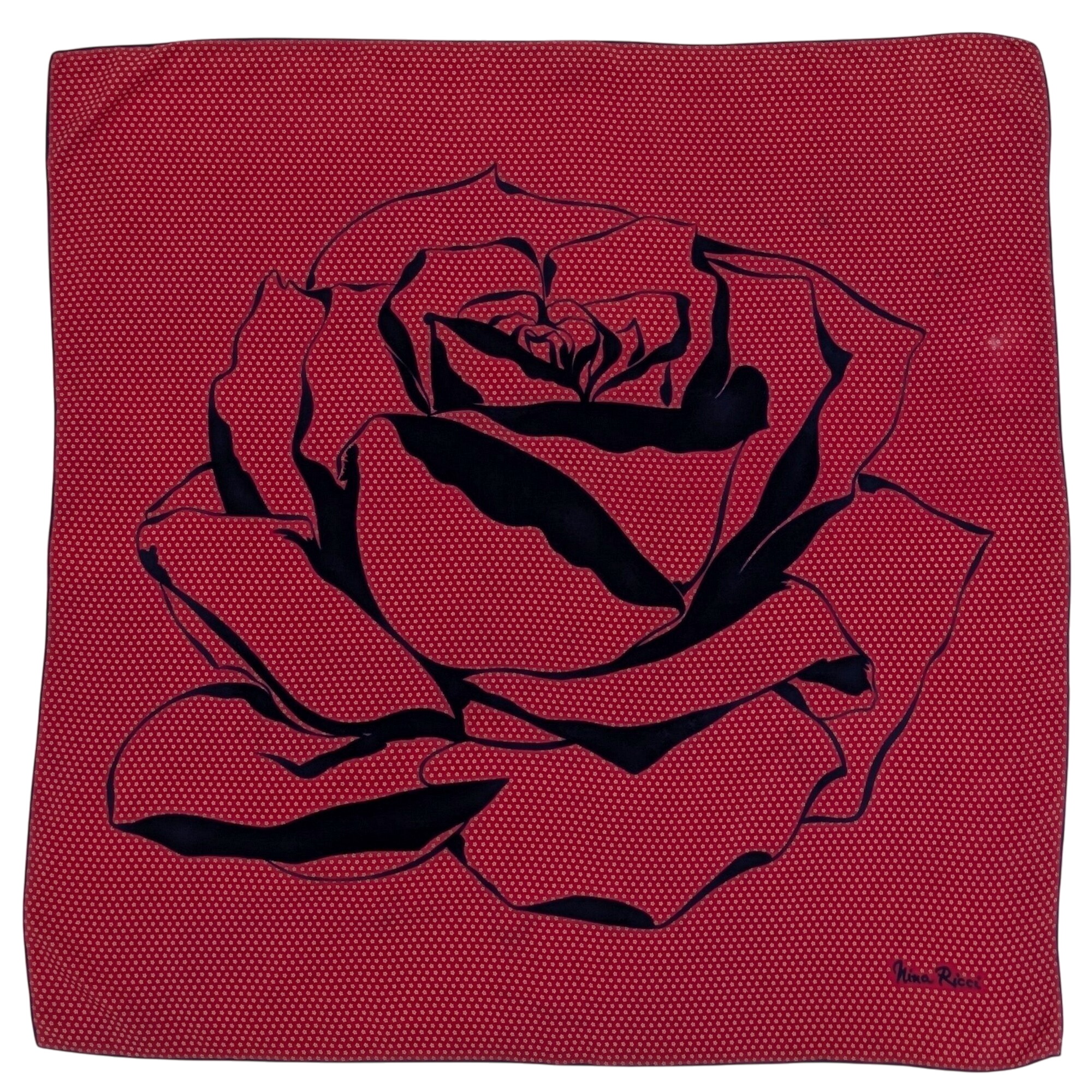 Foulard Nina Ricci en soie Motif Rose Carré Tour de cou 81 x 81 cm - Photo 0