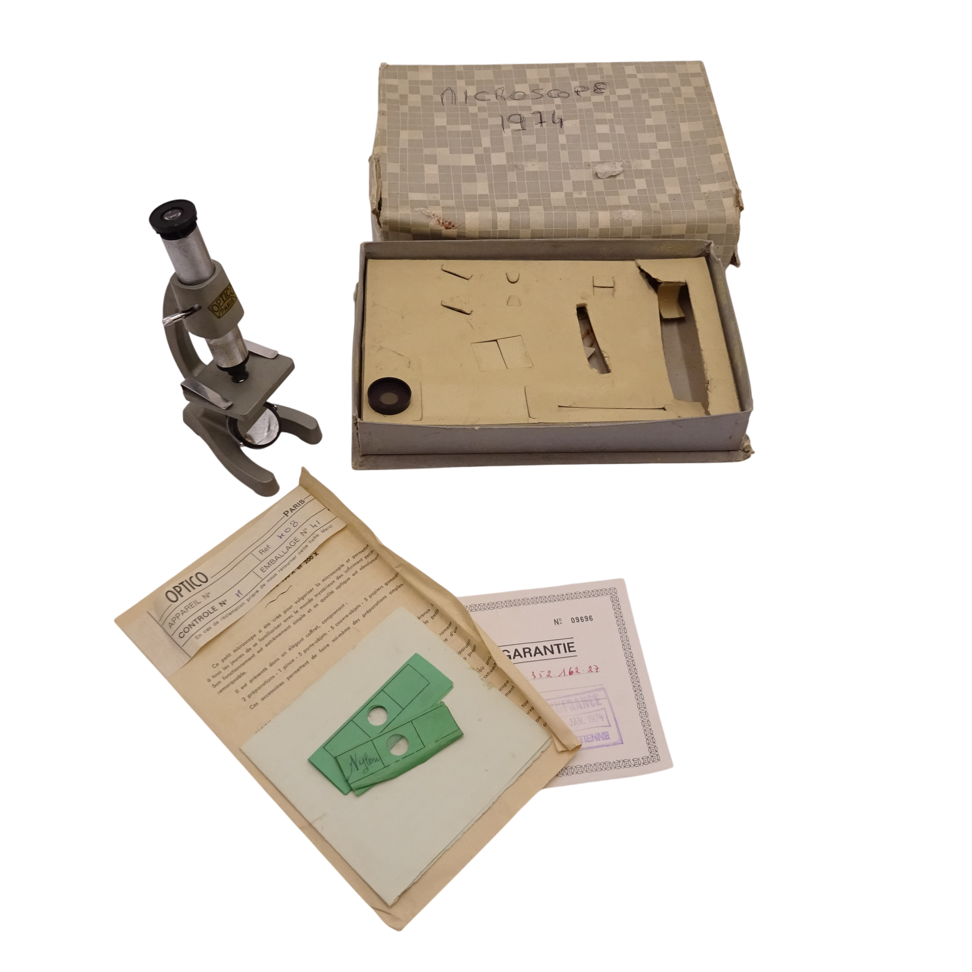 Ancien Petit Microscope Optico 408 - État correct sur Label Emmaüs