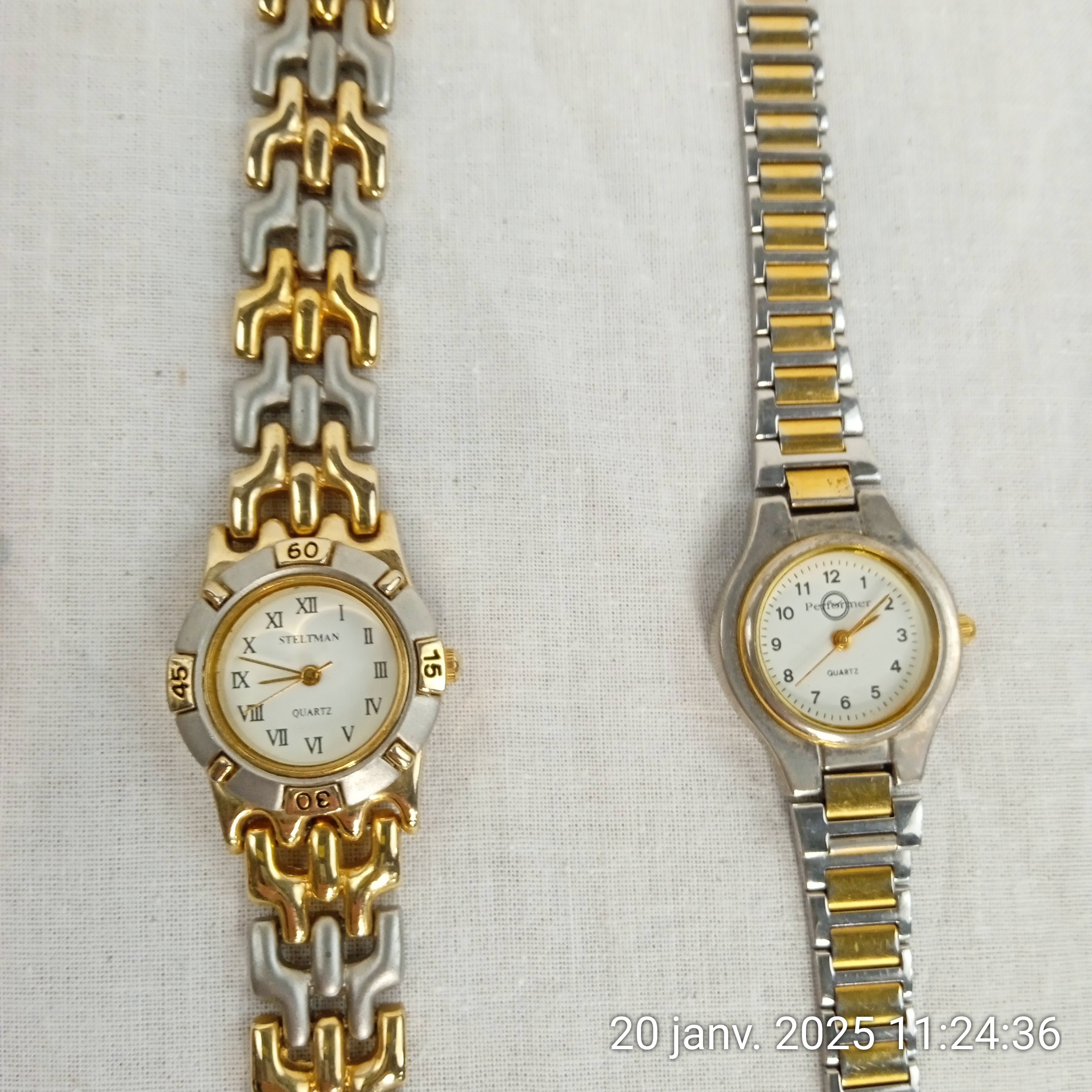 Lot de 3 montres à quartz bracelet femme vintage acier inoxydable - Photo 3