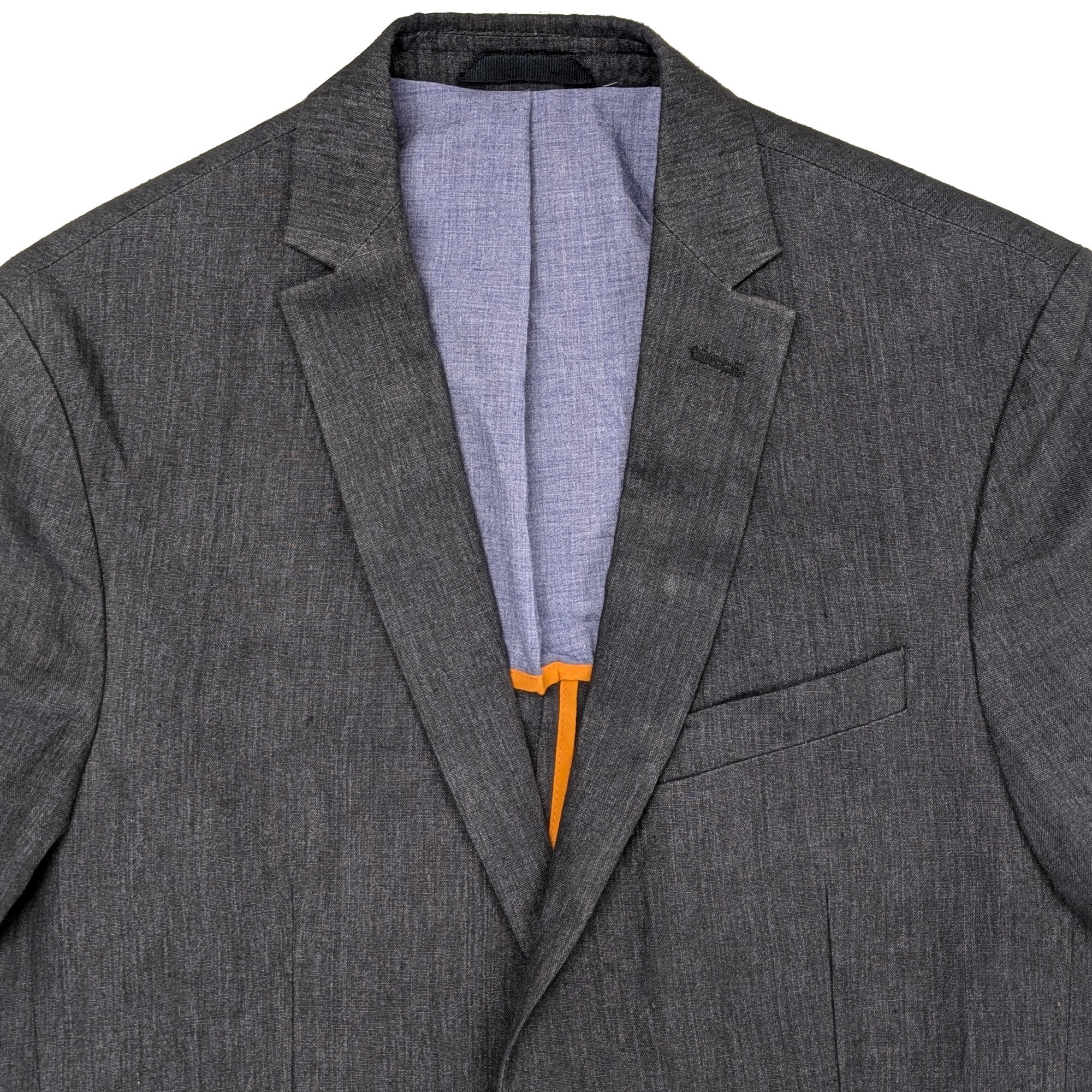 Veste de costume Emile Lafaurie T 48 en lin bleu grisé - Photo 4