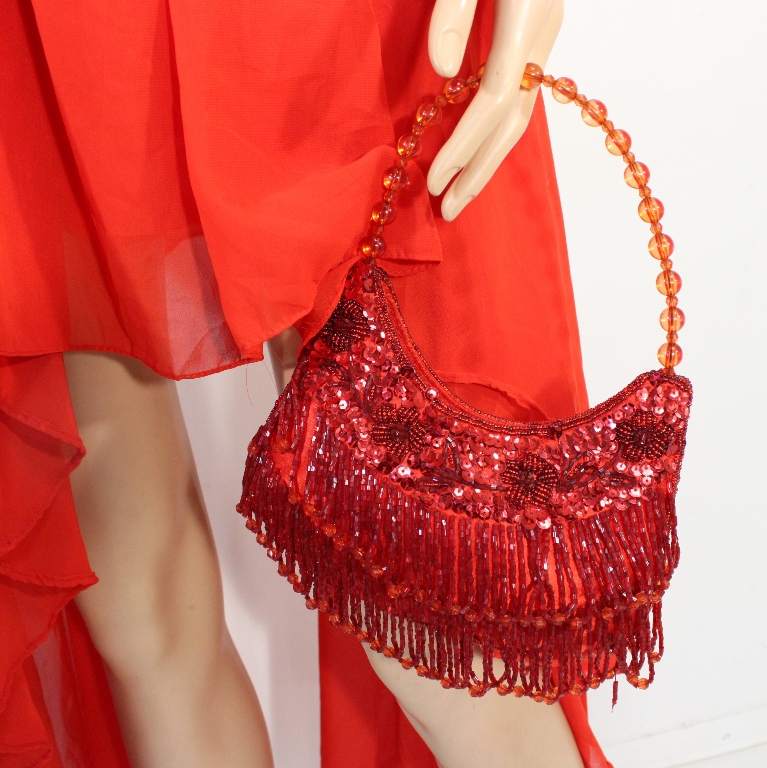 Robe Soirée & Sac à Main Rouge Taille Estimée 34 - Photo 5