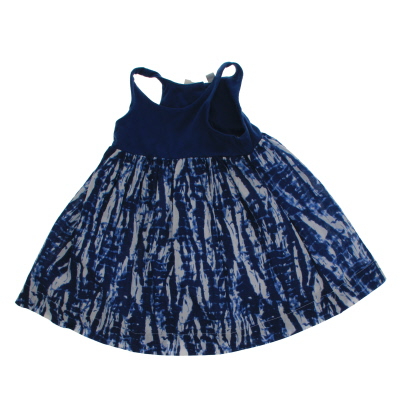 Robe à bretelles fille bleue chinée blanche -12mois - Photo 0