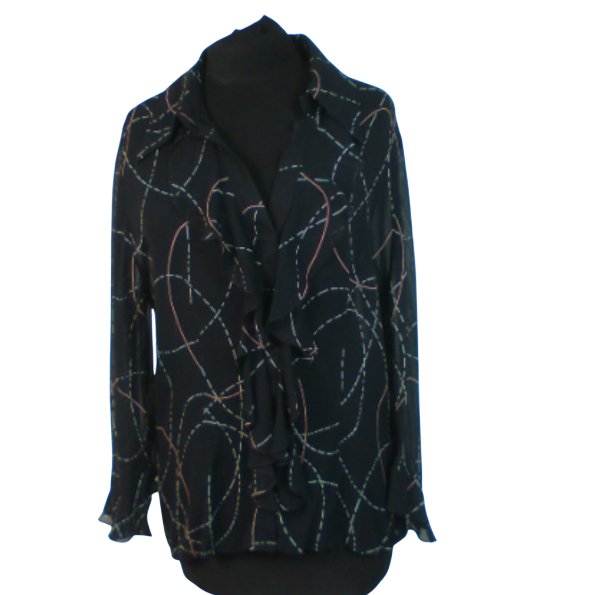 Chemisier BURTON, motifs blancs sur fond noir, taille 44 - Photo 0