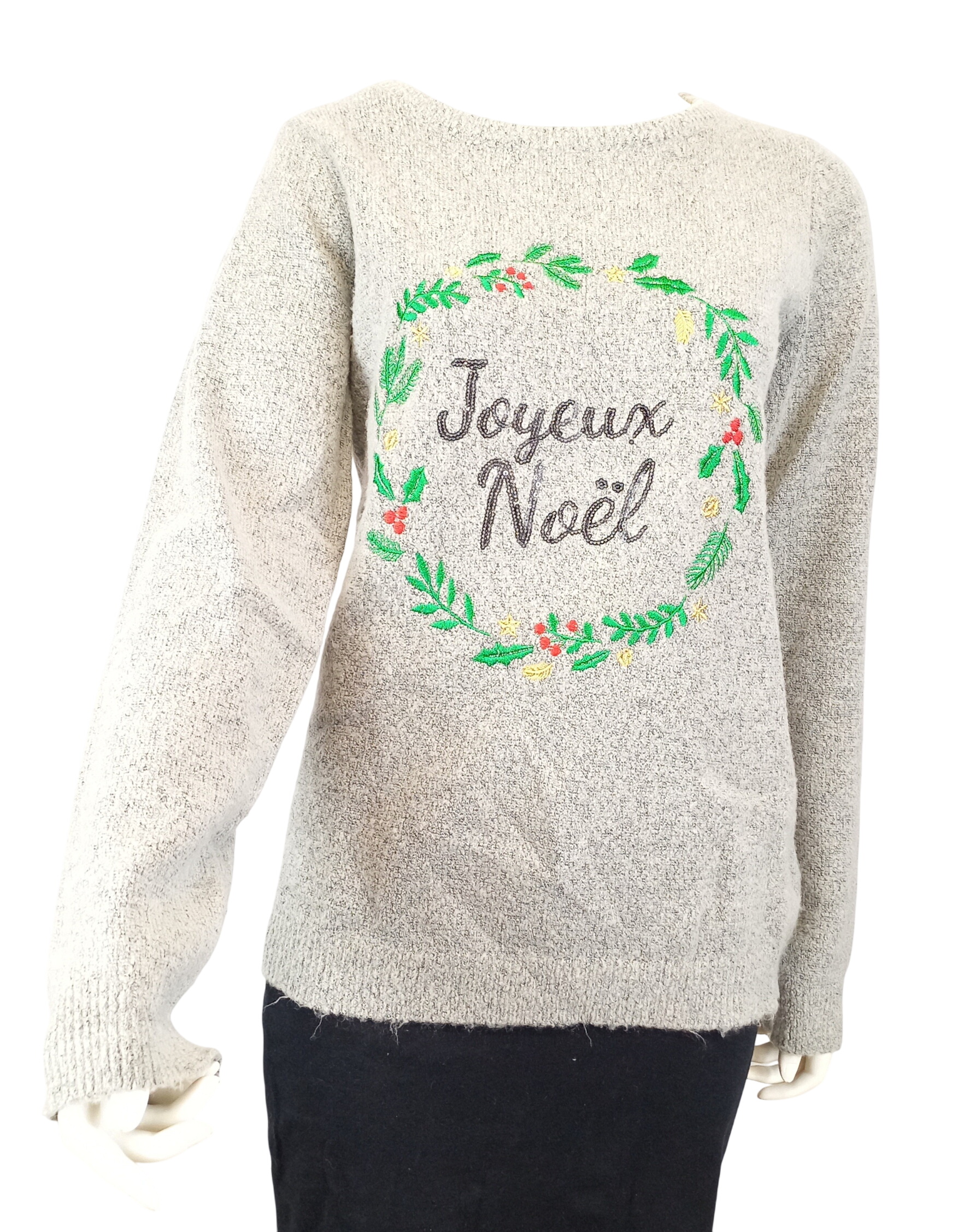 Pull de Noël gris clair chiné 