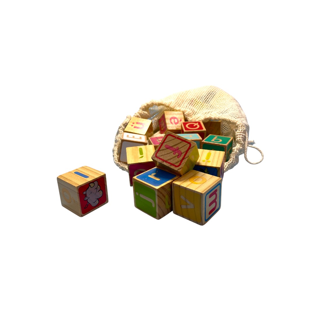Cube en bois alphabétique - x26  - Vue 2 - 