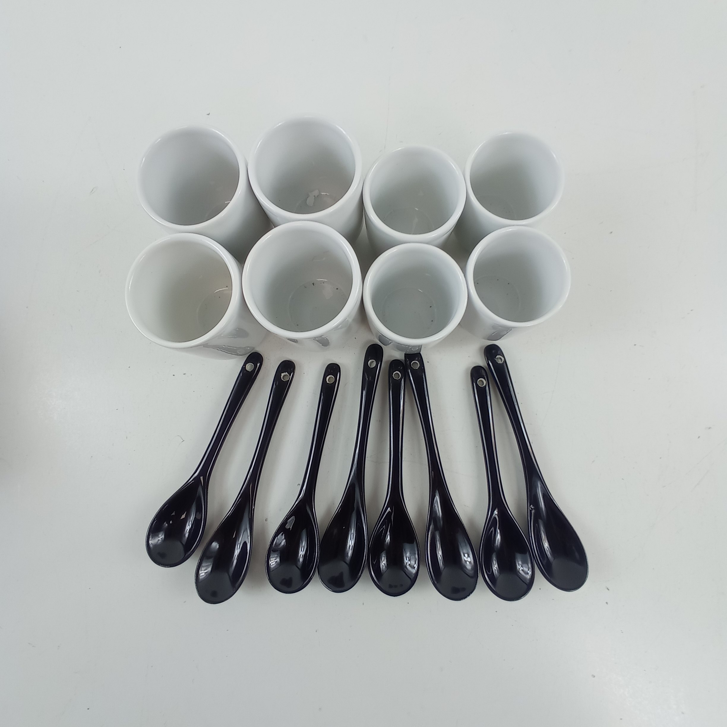 Service à café en céramique avec cuillères présenté dans coffret Très bon état - Vue 4 - 