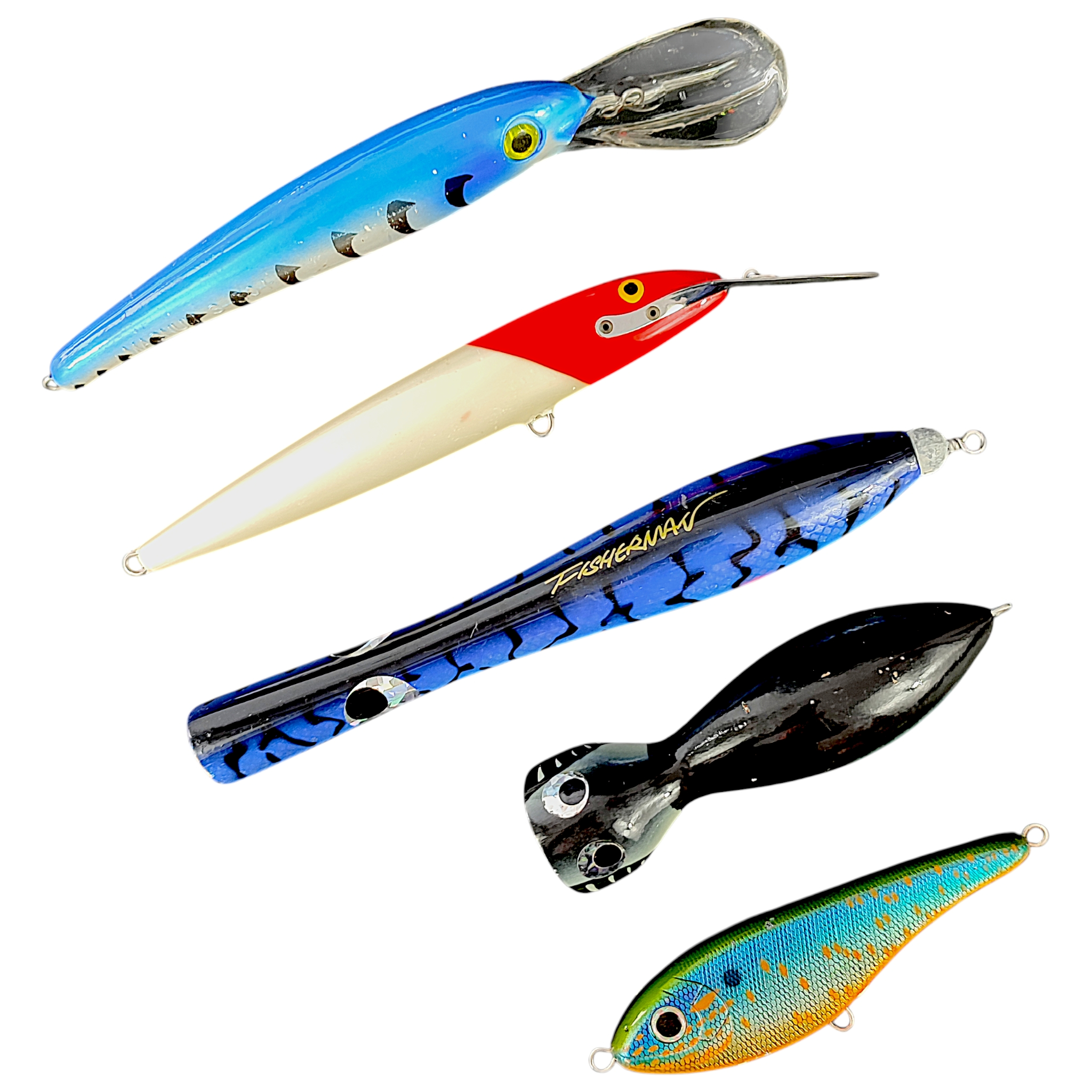 Lot de 5 grands leurres de pêche au gros. État correct -  reconditionné disponible sur Label Emmaüs