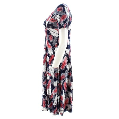 Robe bleu marine imprimés plumes - femme - Elizabeth - taille M Bon état - Vue 3 - 