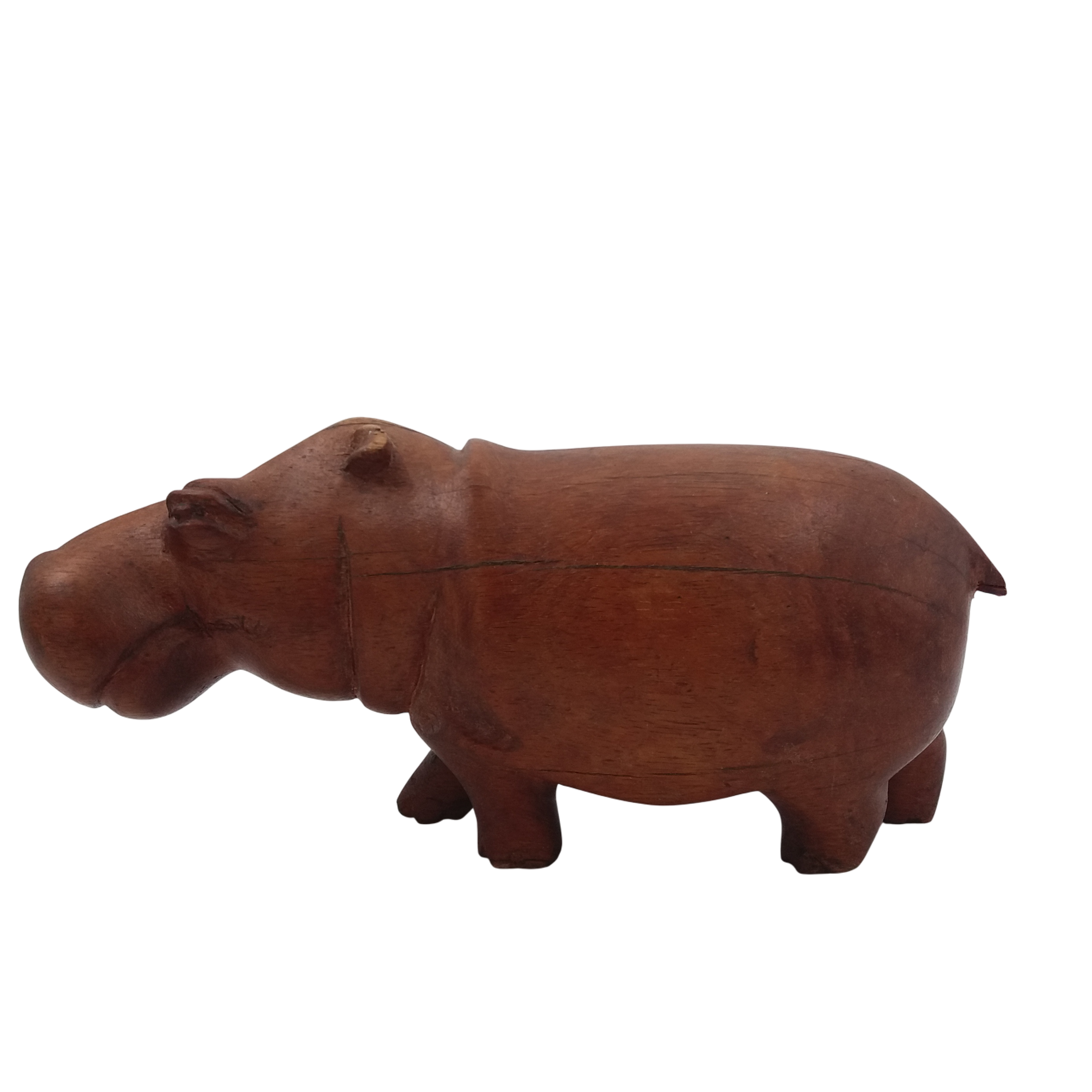 Sculpture d’hippopotame en bois artisanat - Photo 0