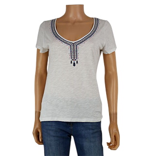 T-shirt blanc imprimé autour du col - femme - Caroll - taille 38 - Photo 1