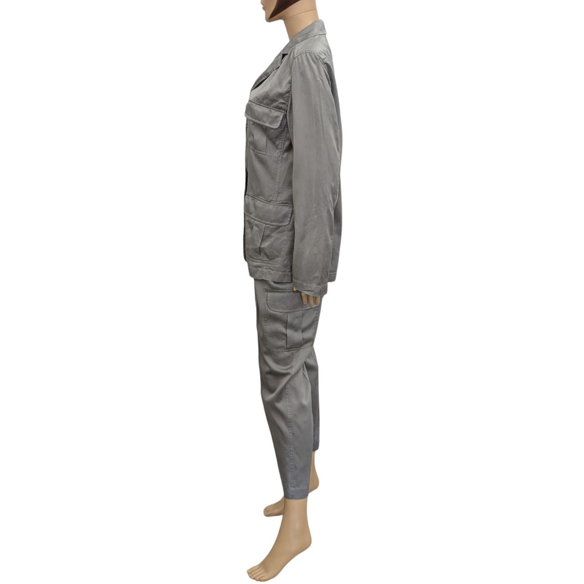 Ensemble léger Cerruti 1881 T 40/42 Veste & Pantalon en satin gris Vintage - Photo 2