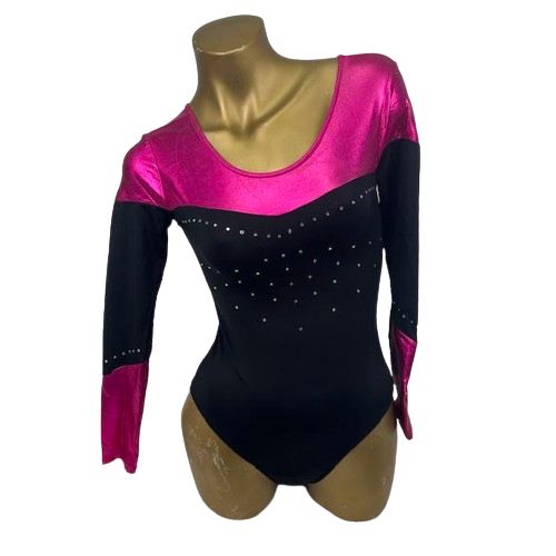 Justaucorp de gymnastique, Taille 16 ans, rose/noir, ENERGETICS - Label Emmaus - Modalova