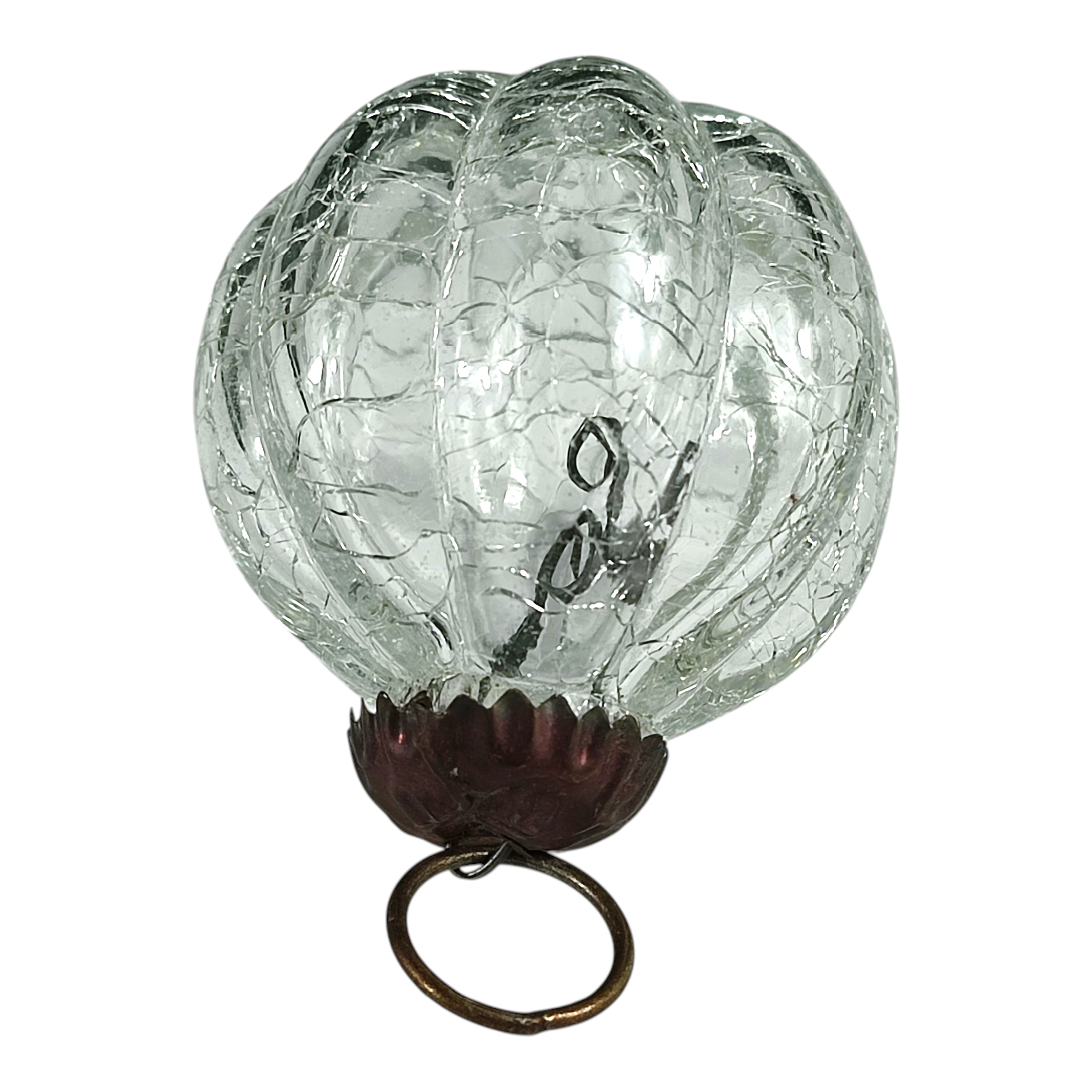 Boule De Noël Ancienne En Verre, Circa 1900, Diamètre 10 Cm, Vintage Avec Traces D'usure, Origine France