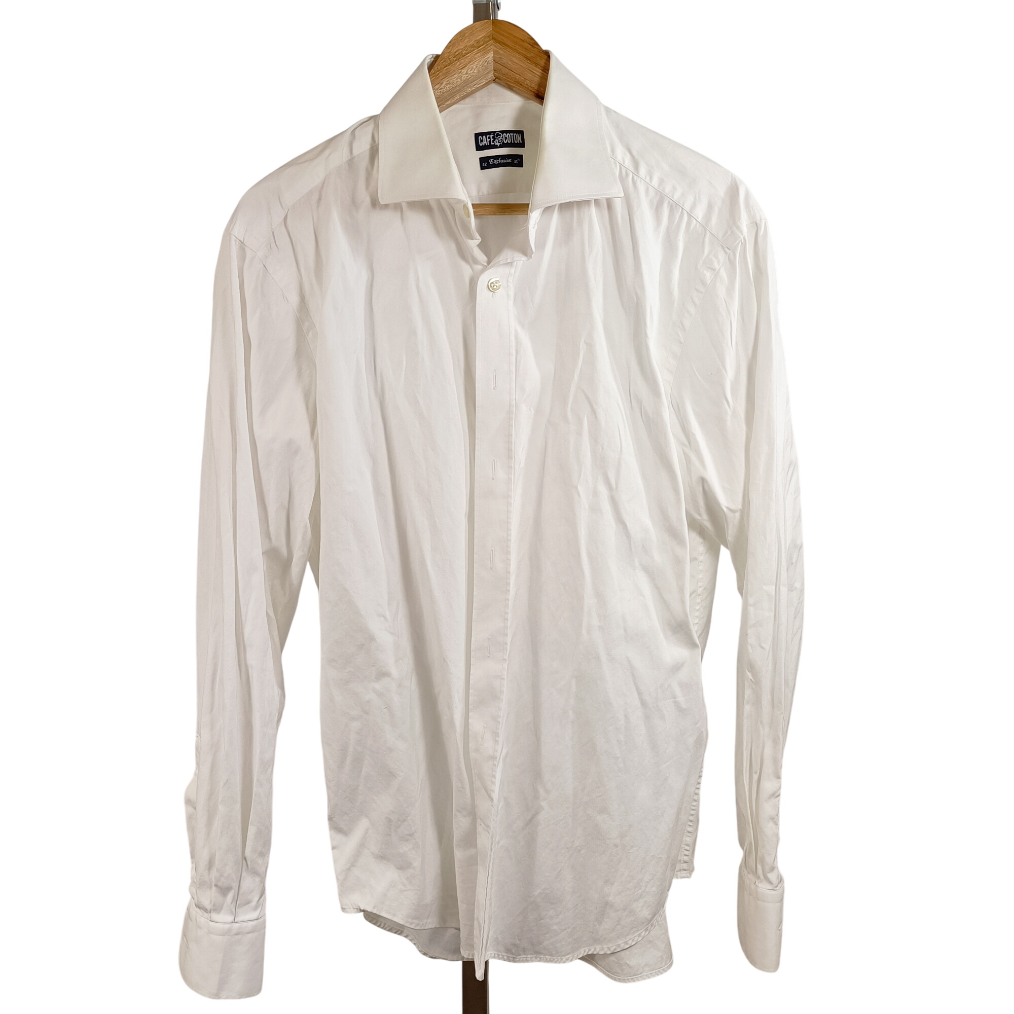 Chemise blanche élégante Café Coton Exclusive col classique taille 42 manches longues - Photo 0