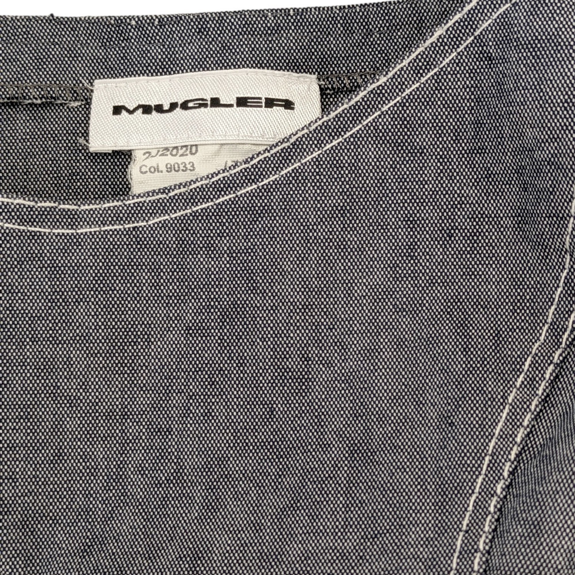 Mugler T 42 Robe dos nu en toile jean chambray gris bleu Vintage - Photo 1