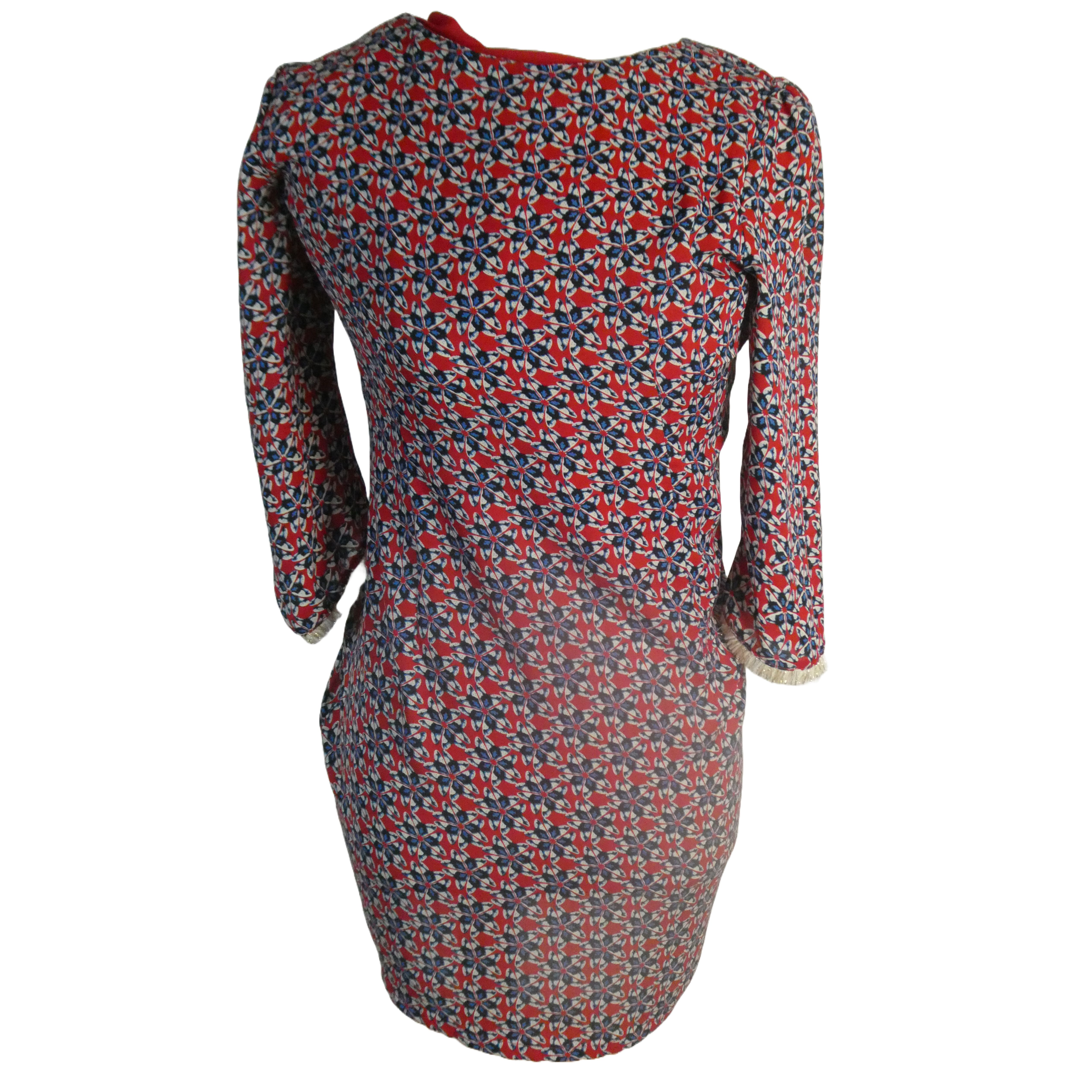 Suncoo Robe courte rouge motif floral bleu - Taille S - Photo 1