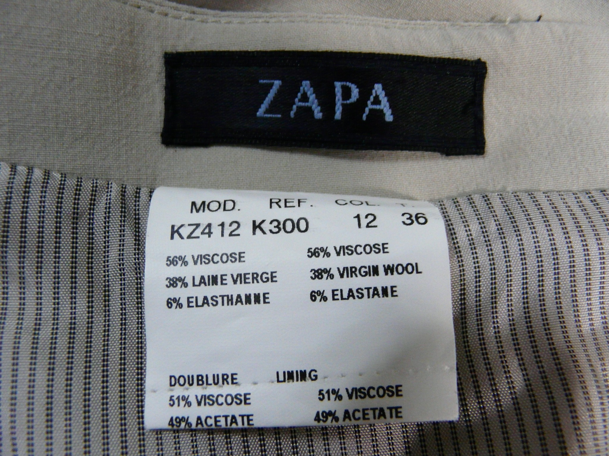 BF326 - Jupe en laine vierge mélangée - Zapa - Taille 36  - Vue 7 - 