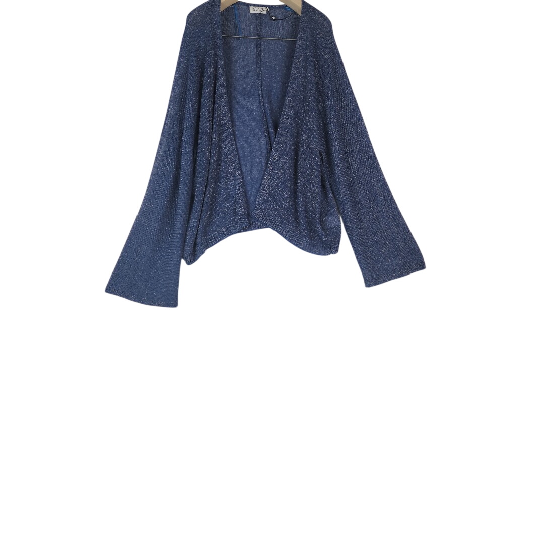 Molly Bracken - gilet bleu à paillette en acrylique - Taille S/M mesures Poitrine= 56 cm Longueur 64 cm Très bon état -  reconditionné disponible sur Label Emmaüs