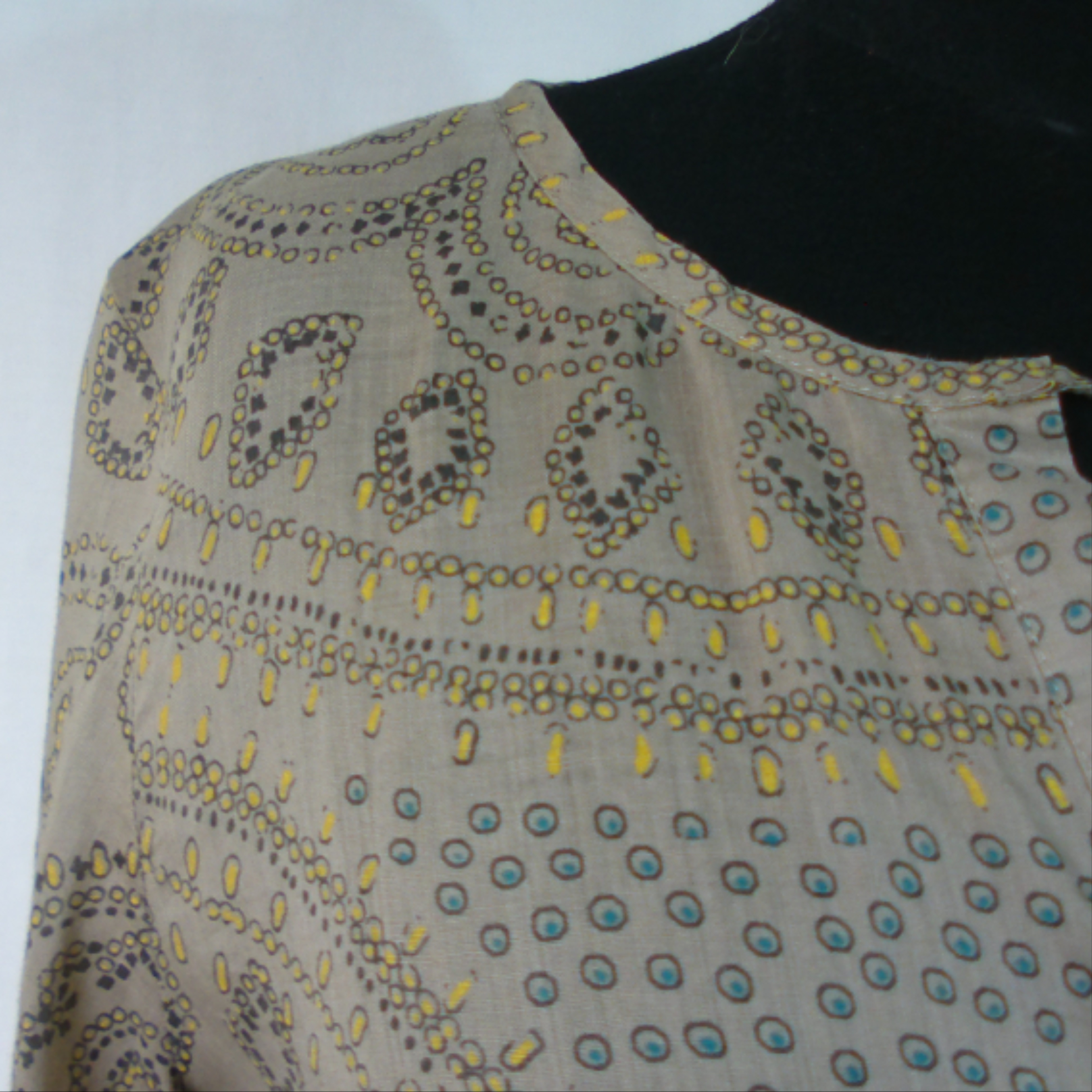 Tunique BENSIMON, marron avec motifs, 100% ramie, taille M  - Vue 2 - 