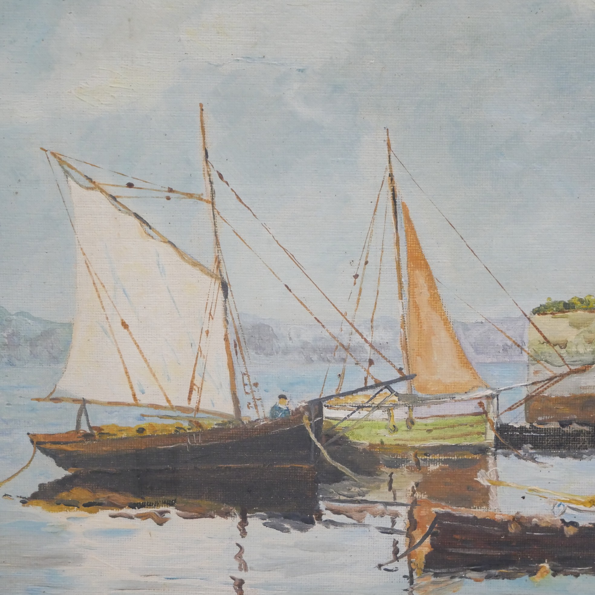 Voir photo 3 de Tableau "Le Port de Pêche à Saint-Servant"- R. Pacini (XXe) Tableau "Le Port de Pêche à Saint-Servant"- R. Pacini (XXe) Bon état - Vue 3 -