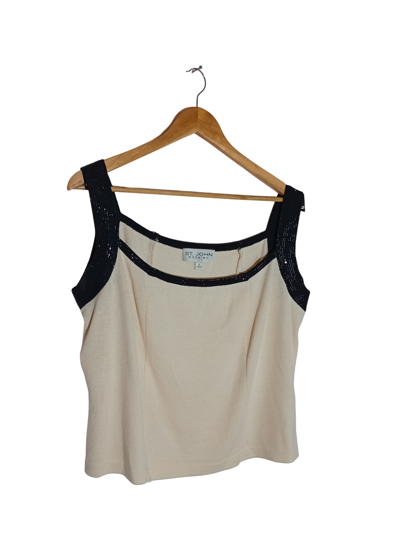 Voir photo 2 de Top Sans Manches Beige Crème Noir Sequins St. John Evening Xl (T4259) Top Sans Manches Beige Crème Noir Sequins St. John Evening Xl (T4259) Très bon état - Vue 2 -