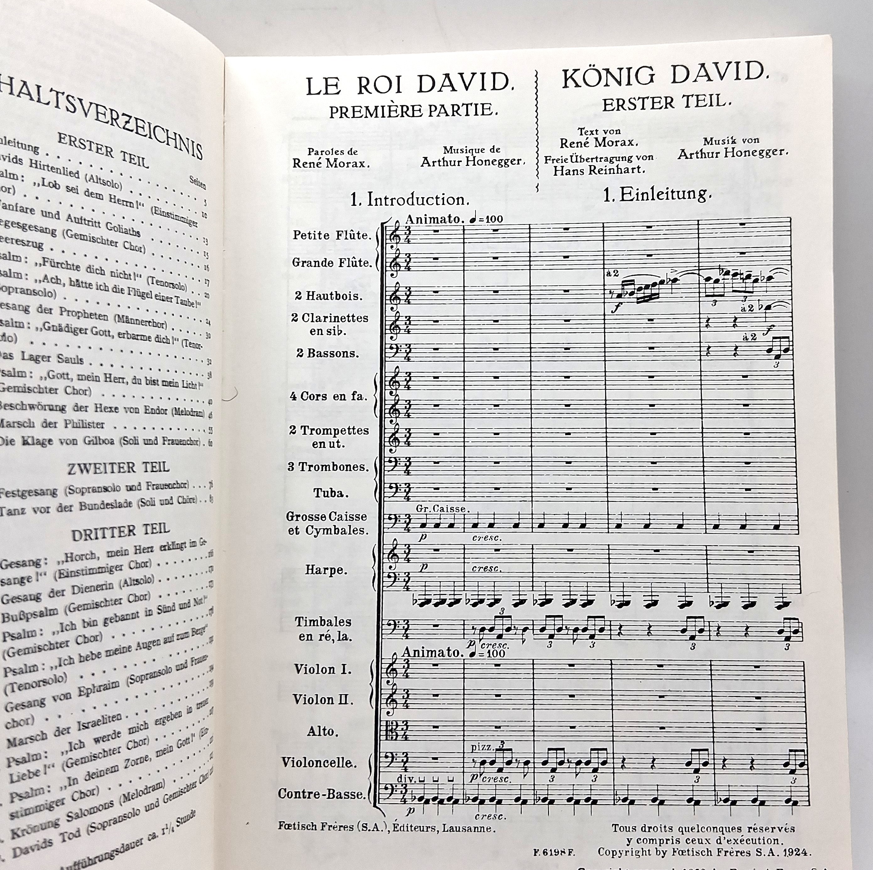 Voir photo 4 de Le roi David - König David. Partition Arthur Honegger. Editions Foetisch. 1924 Le roi David - König David. Partition Arthur Honegger. Editions Foetisch. 1924 Bon état - Vue 4 -