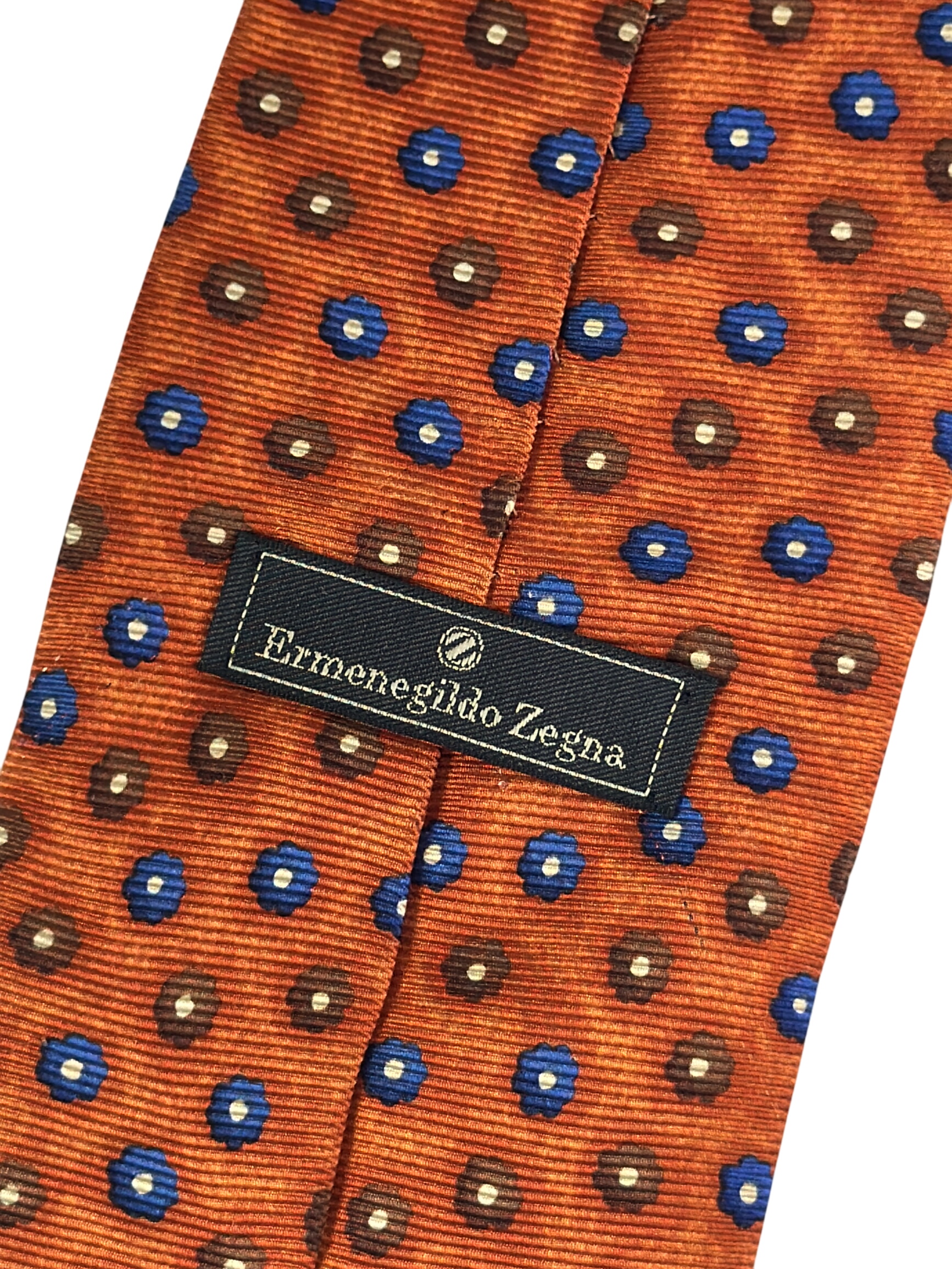 Cravate Ermenegildo Zegna orange à motifs 👔 - Photo 1