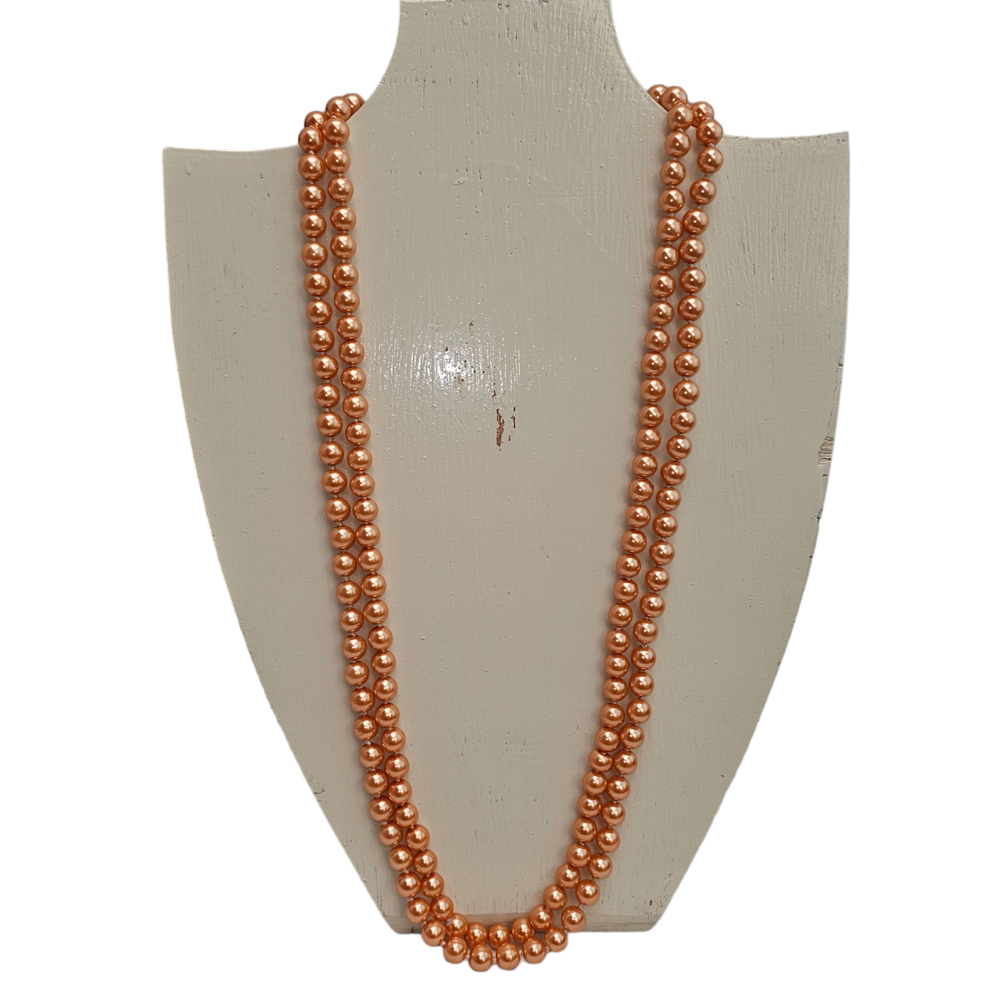 Long Collier de perles couleur Saumon   - Vue 5 - 