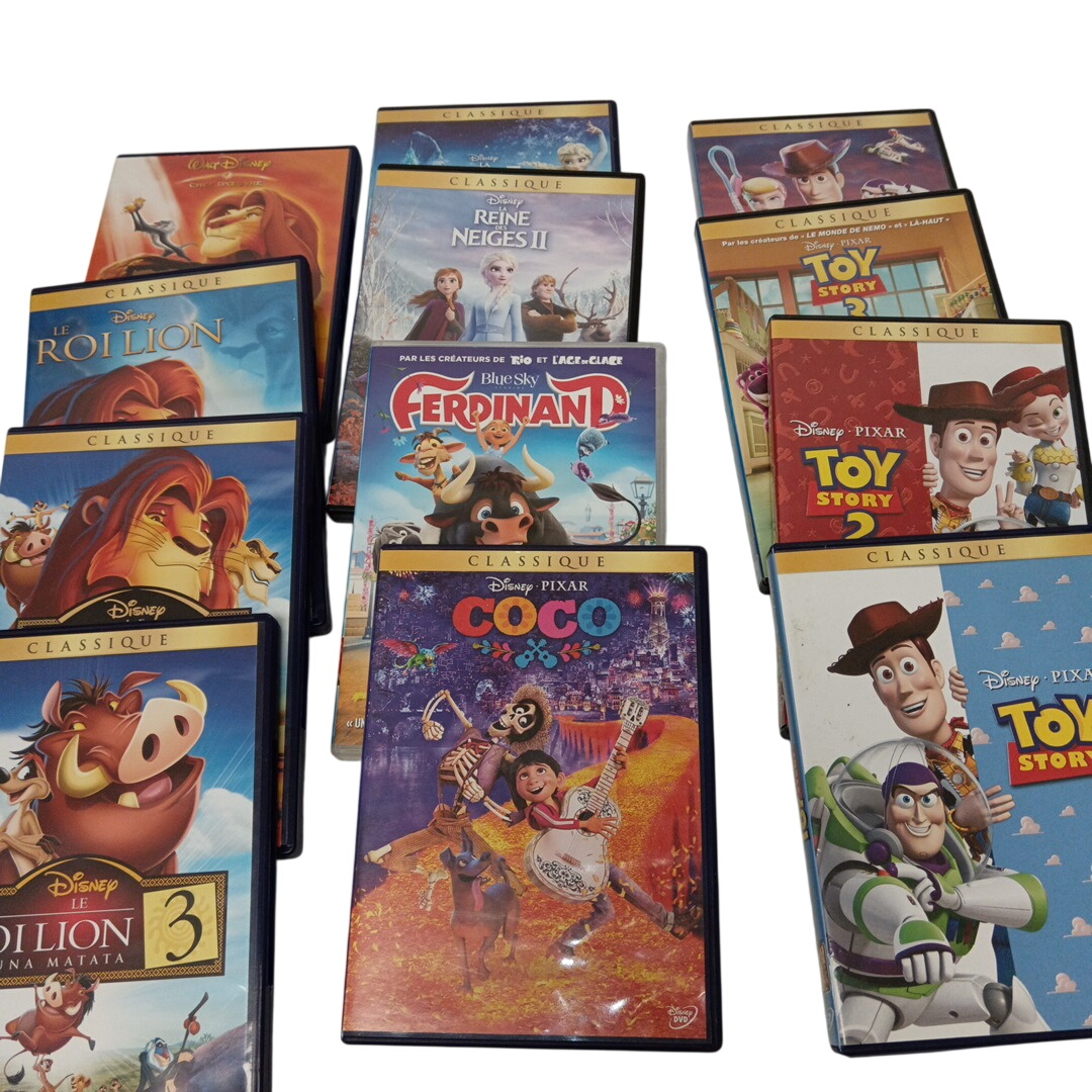 12 DVD disney ( Roi lion , Toys story etc) Très bon état -  reconditionné disponible sur Label Emmaüs