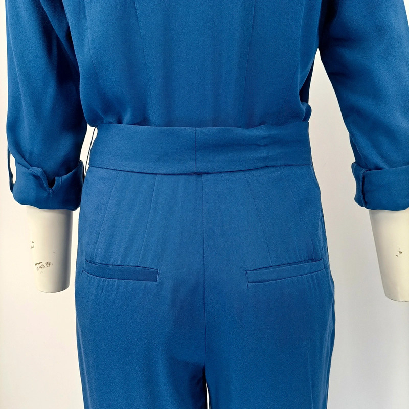 Combinaison bleu boutonnée Comptoir des cotonniers Col chemise combinaison été pantalon fluide - Photo 8